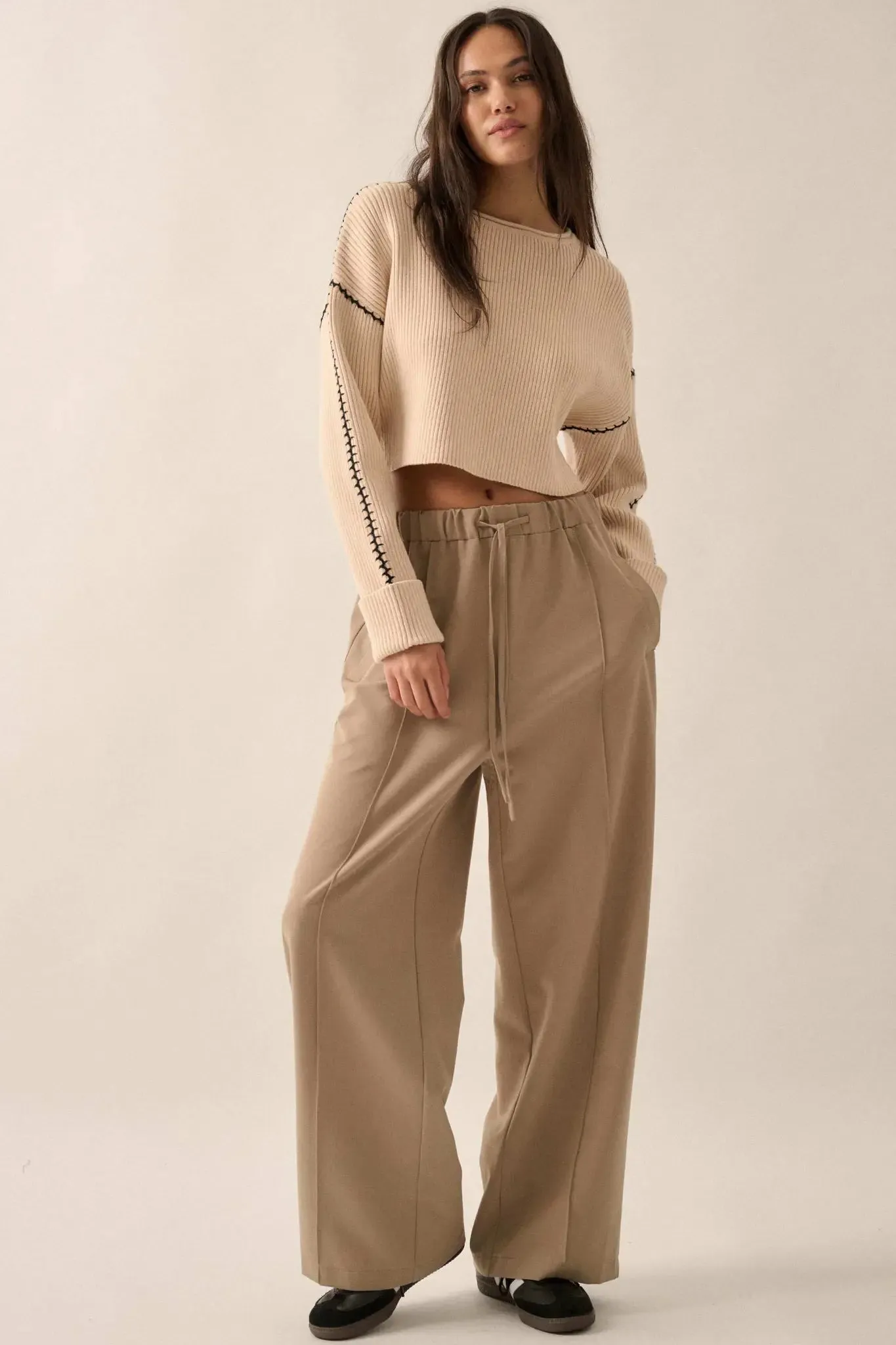 Stitched Up Cropped Blanket Stitch Sweater sold by Promesa product image thumbnail 3