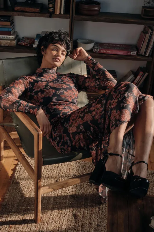 Baroque Beauty Floral Mesh Mermaid Maxi Dress sold by Promesa