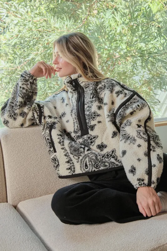 Dream On Paisley-Print Fleece Half-Zip Pullover made by Promesa