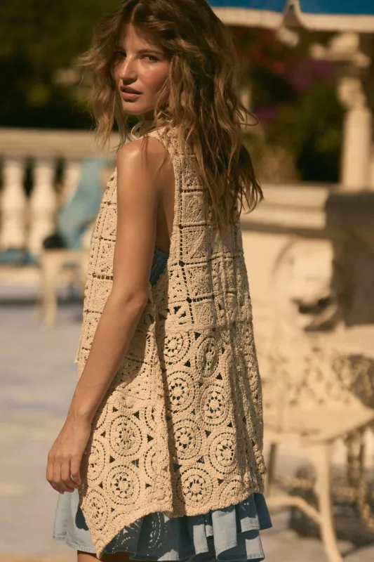 Find Your Bliss Crochet Open-Front Vest sold by Promesa