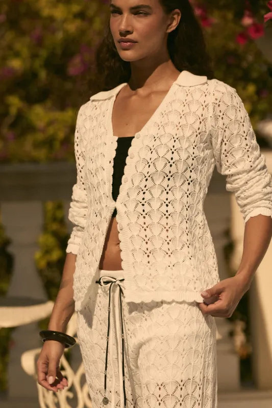 Anything for You Pointelle-Knit Collared Cardigan made by Promesa