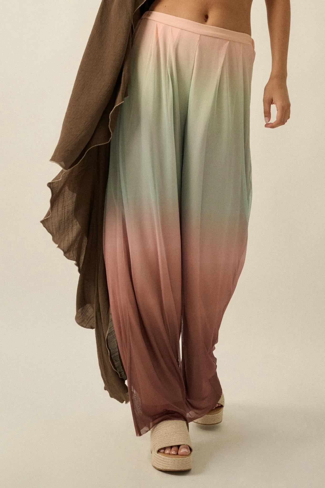 Soft Sunset Ombre Mesh Pleated Wide-Leg Pants sold by Promesa product image thumbnail 5