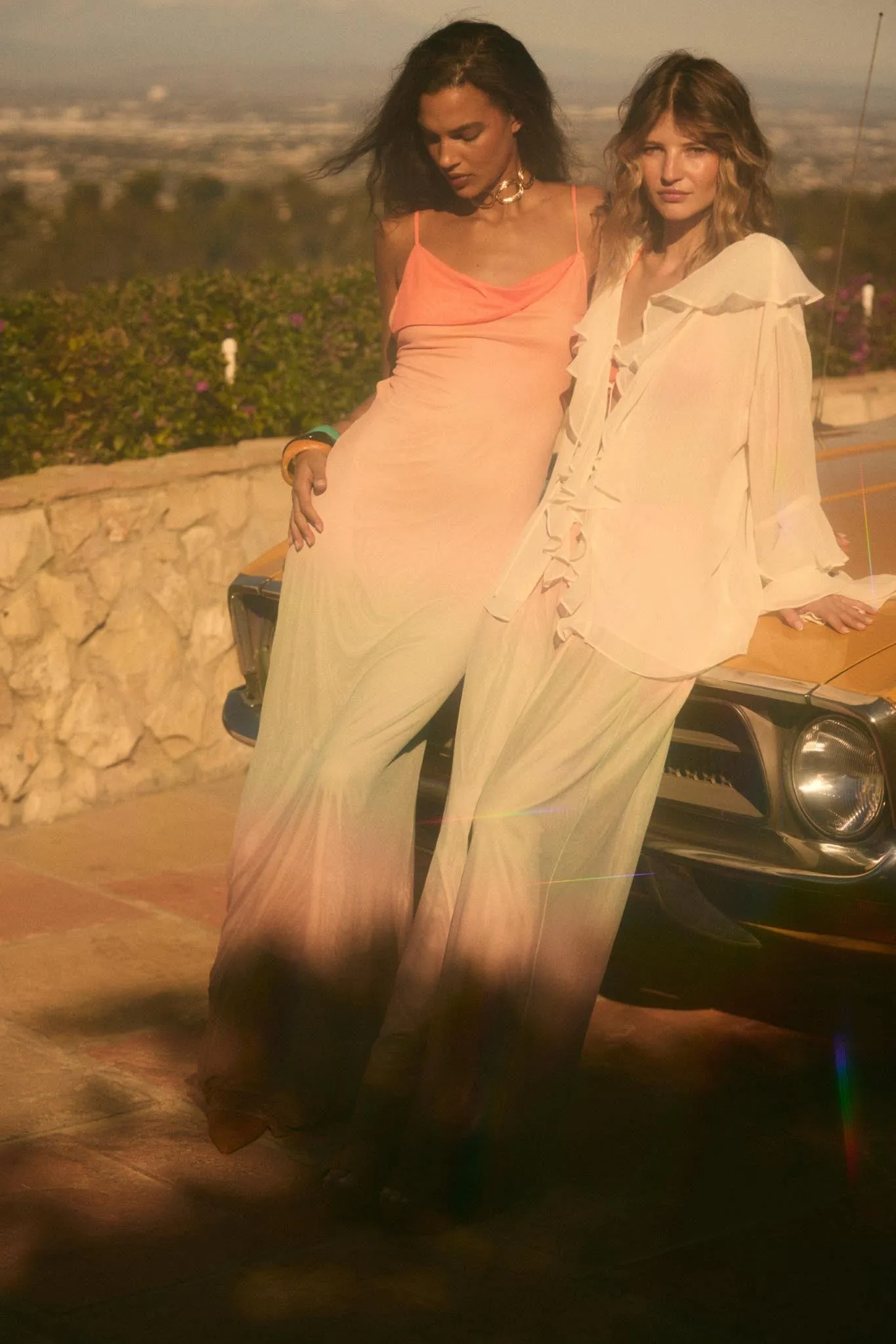 Soft Sunset Ombre Mesh Pleated Wide-Leg Pants sold by Promesa product image thumbnail 3