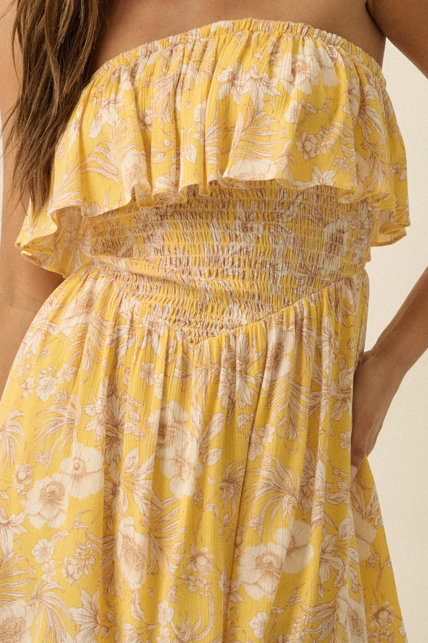 Truly Cherished Floral Strapless Flounce Romper sold by Promesa product image thumbnail 5