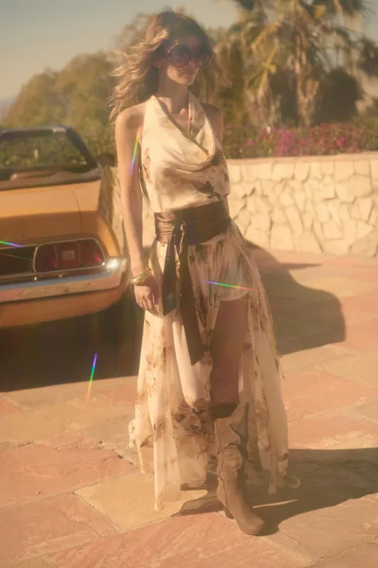 Elegant Embrace Floral Chiffon Wrap Maxi Skort made by Promesa