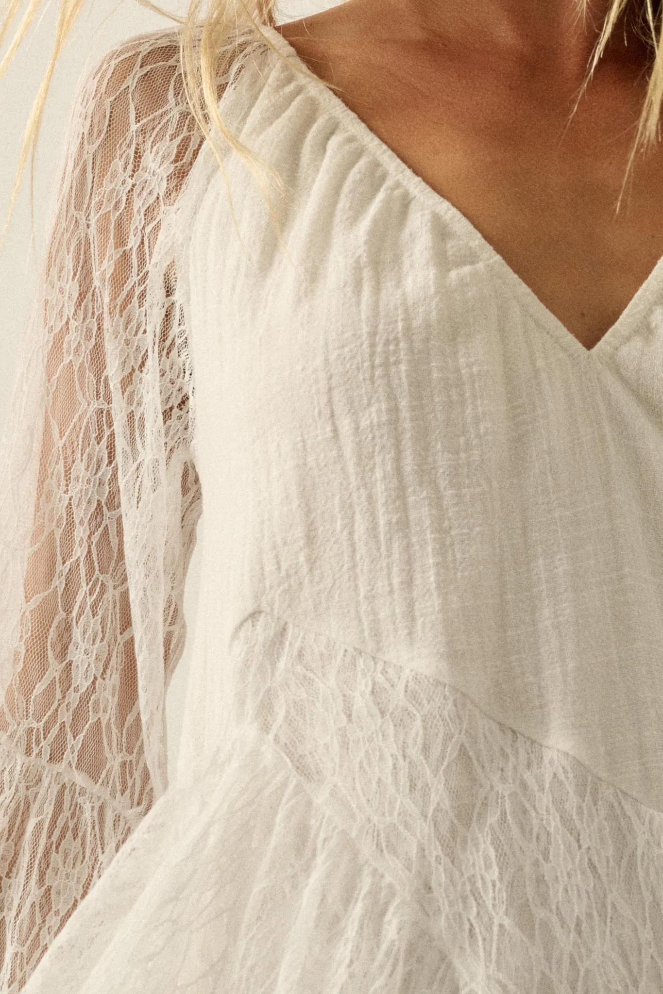 Morning Whisper Ruffled Lace Bell-Sleeve Romper sold by Promesa product image thumbnail 5