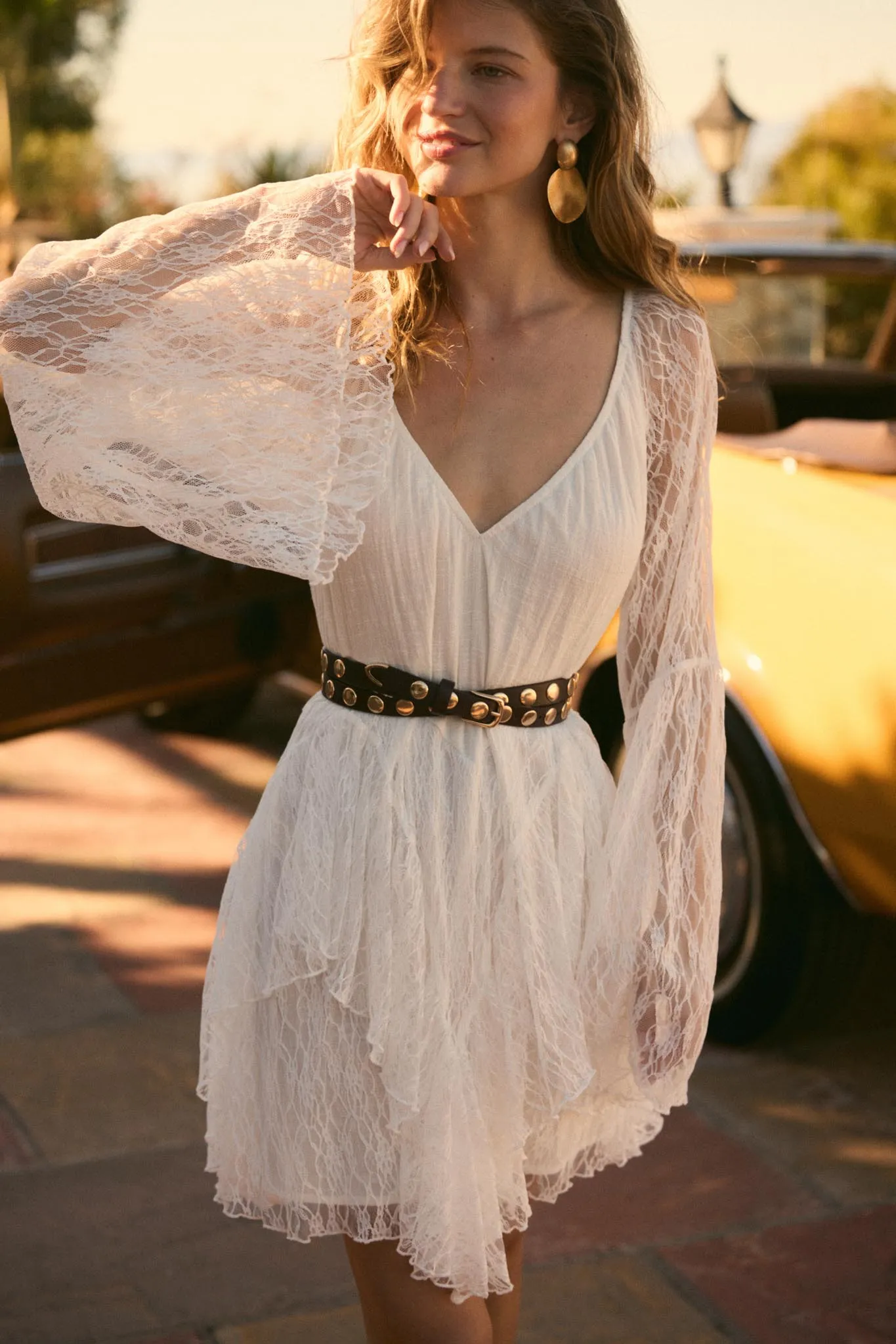 Morning Whisper Ruffled Lace Bell-Sleeve Romper sold by Promesa product image thumbnail 2