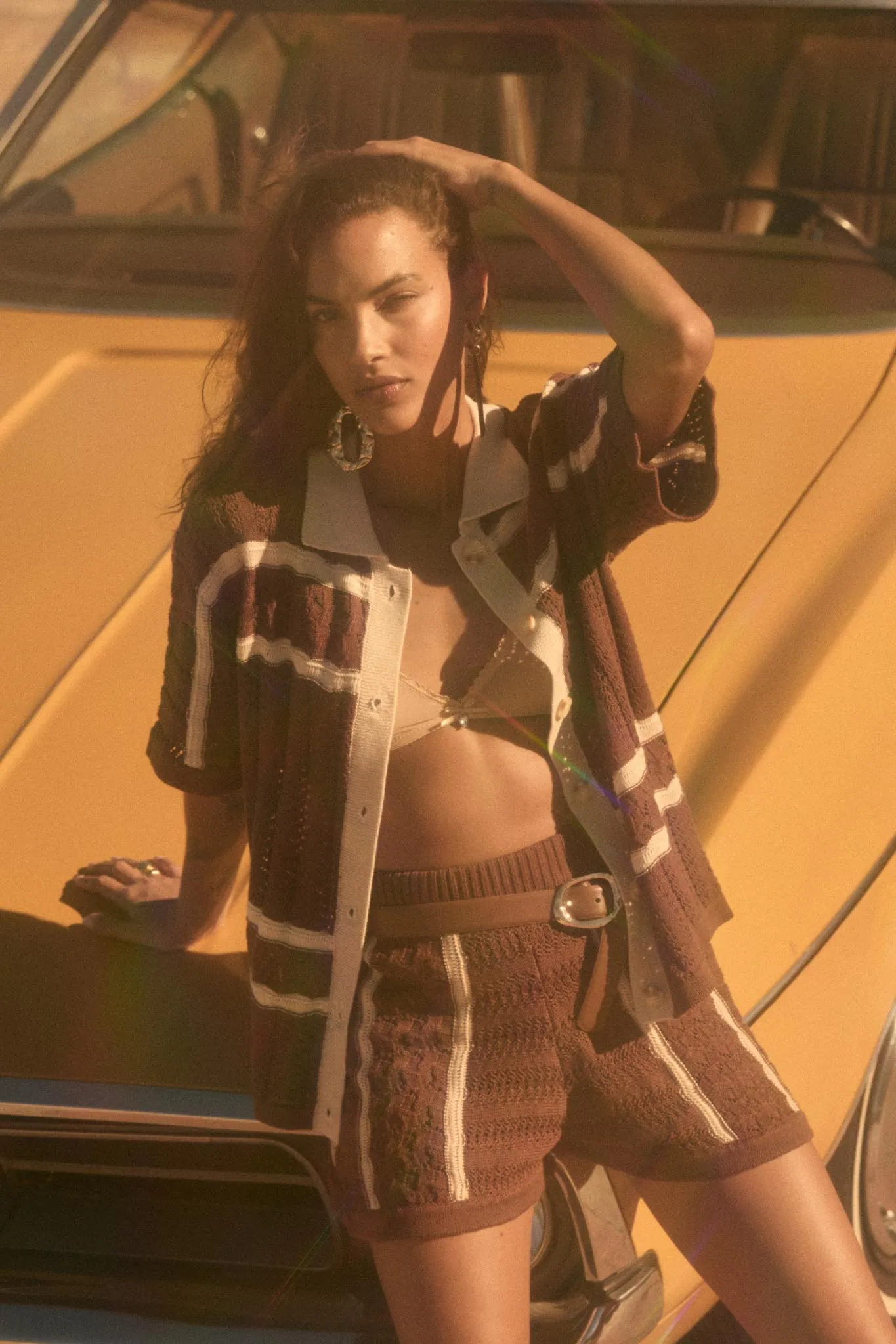 Down the Road Striped Crochet-Knit Sweater Shorts sold by Promesa product image thumbnail 3