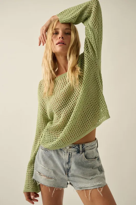 Without a Net Crochet Open-Knit Sweater sold by Promesa
