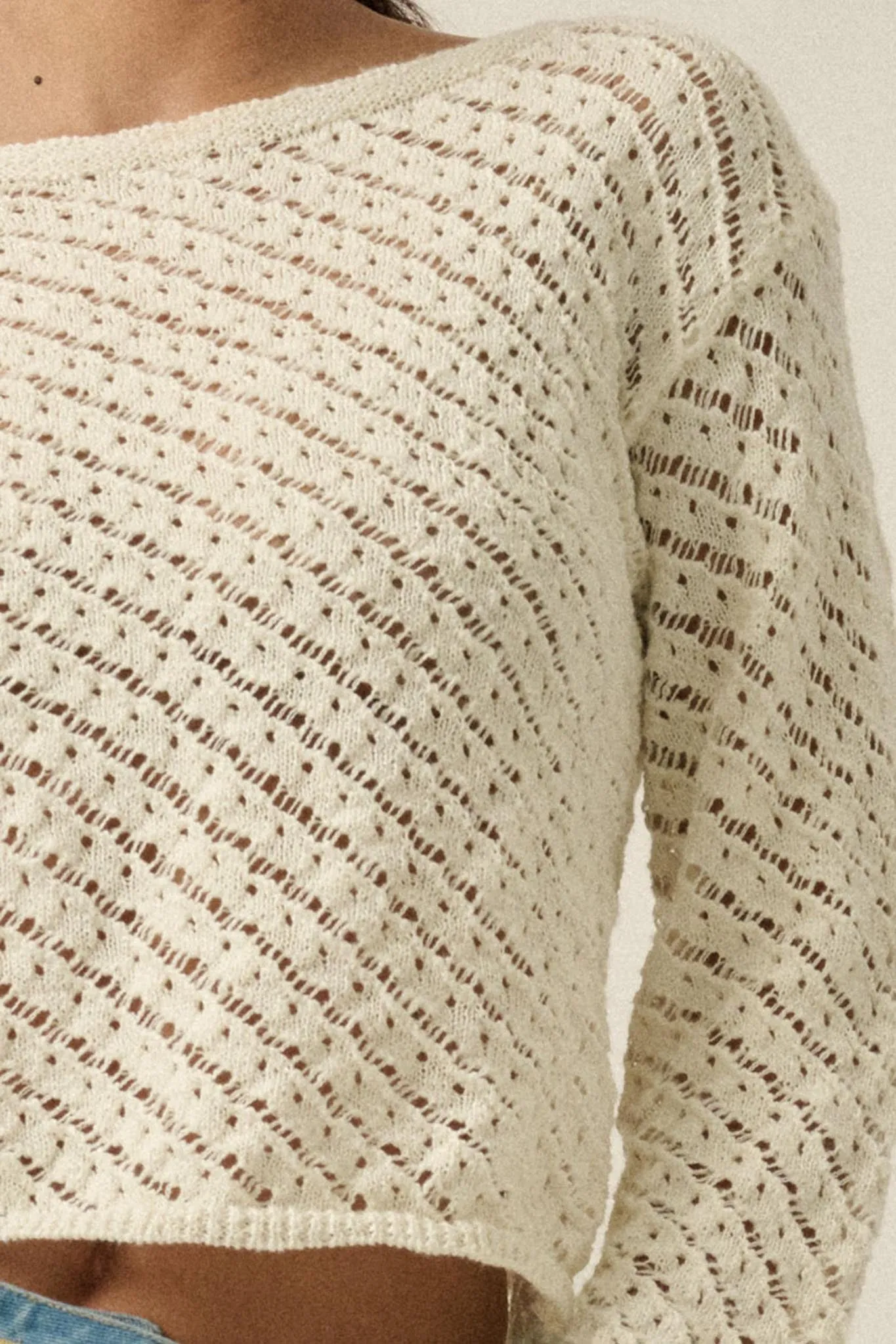 Always Forever Crochet-Knit Cropped Sweater sold by Promesa product image thumbnail 2