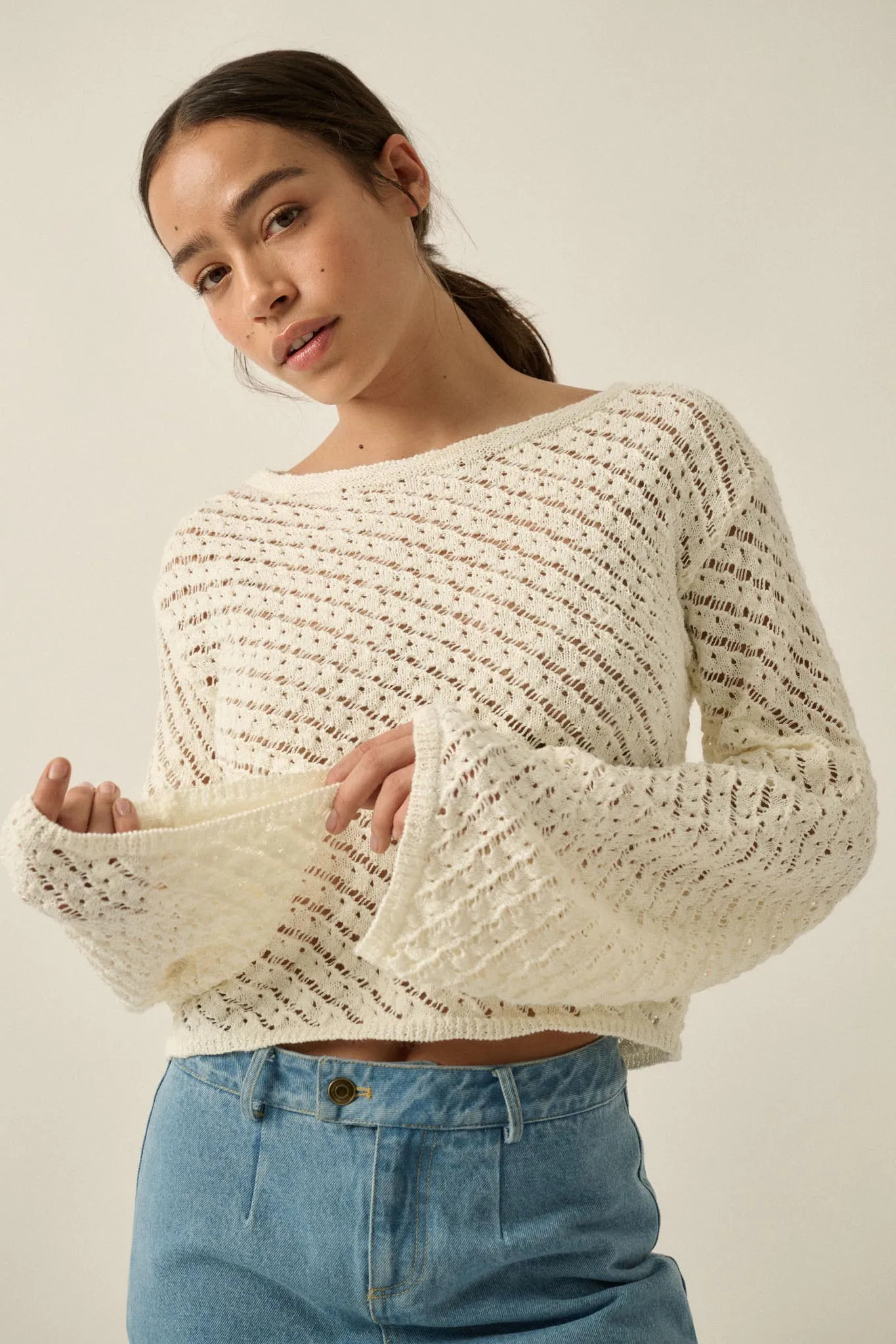 Always Forever Crochet-Knit Cropped Sweater sold by Promesa product image thumbnail 4