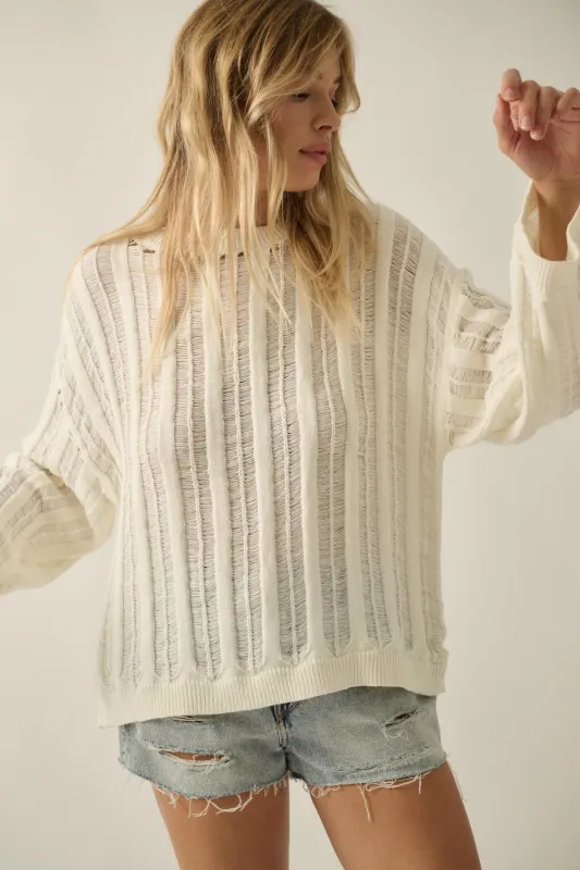 Find Your Way Oversize Ladder-Knit Sweater made by Promesa