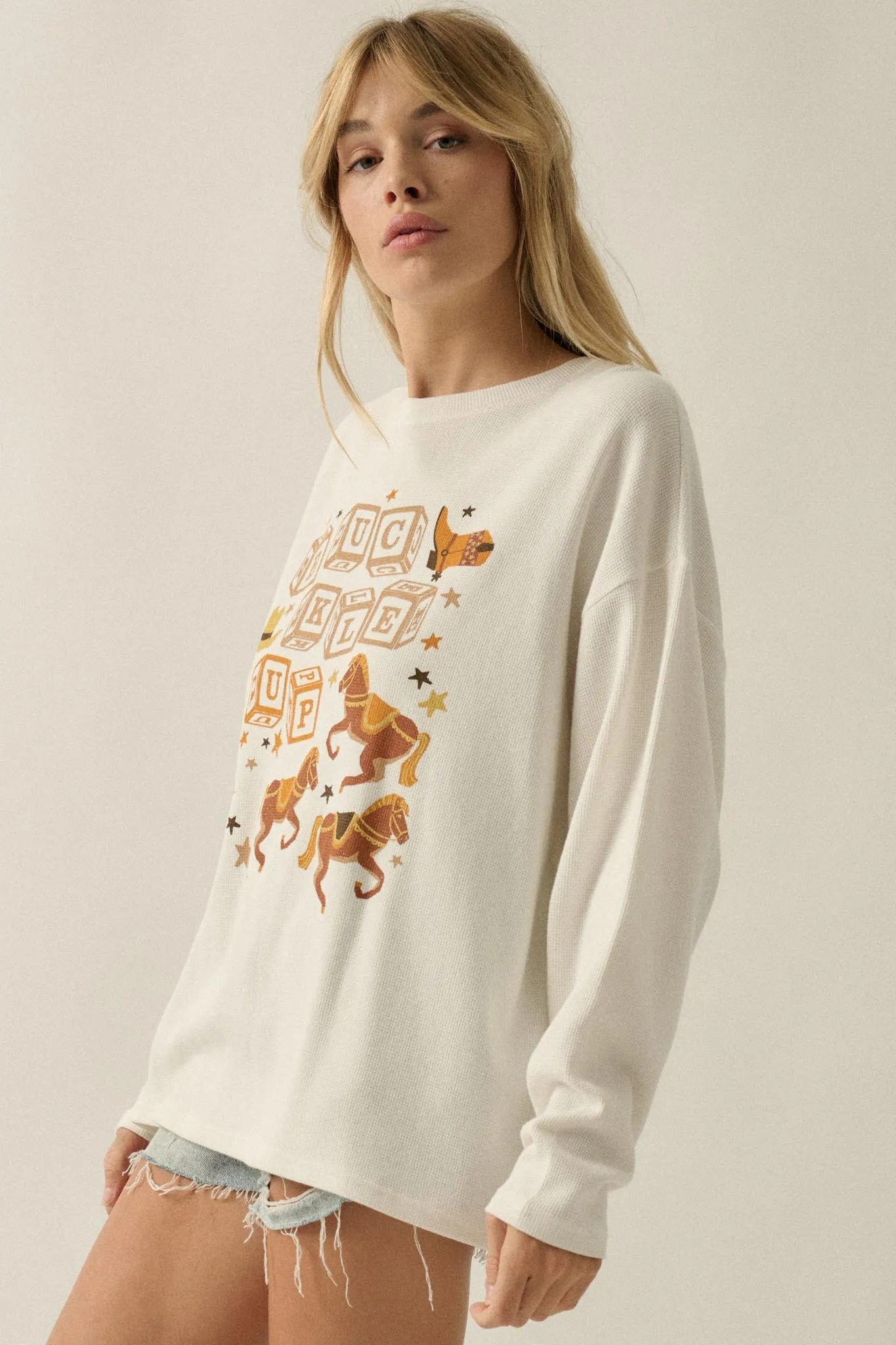 Buckle Up Oversize Western Thermal Graphic Top sold by Promesa product image thumbnail 5