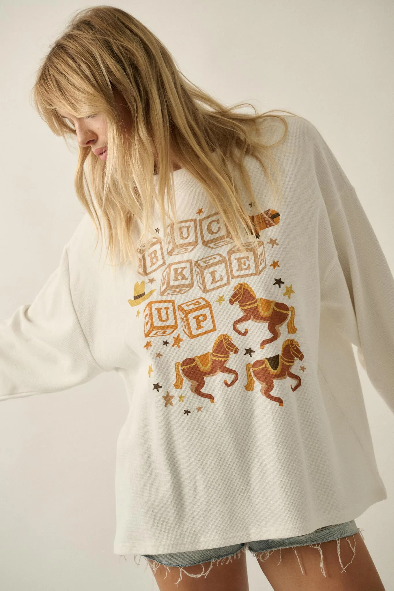 Buckle Up Oversize Western Thermal Graphic Top sold by Promesa product image thumbnail 4