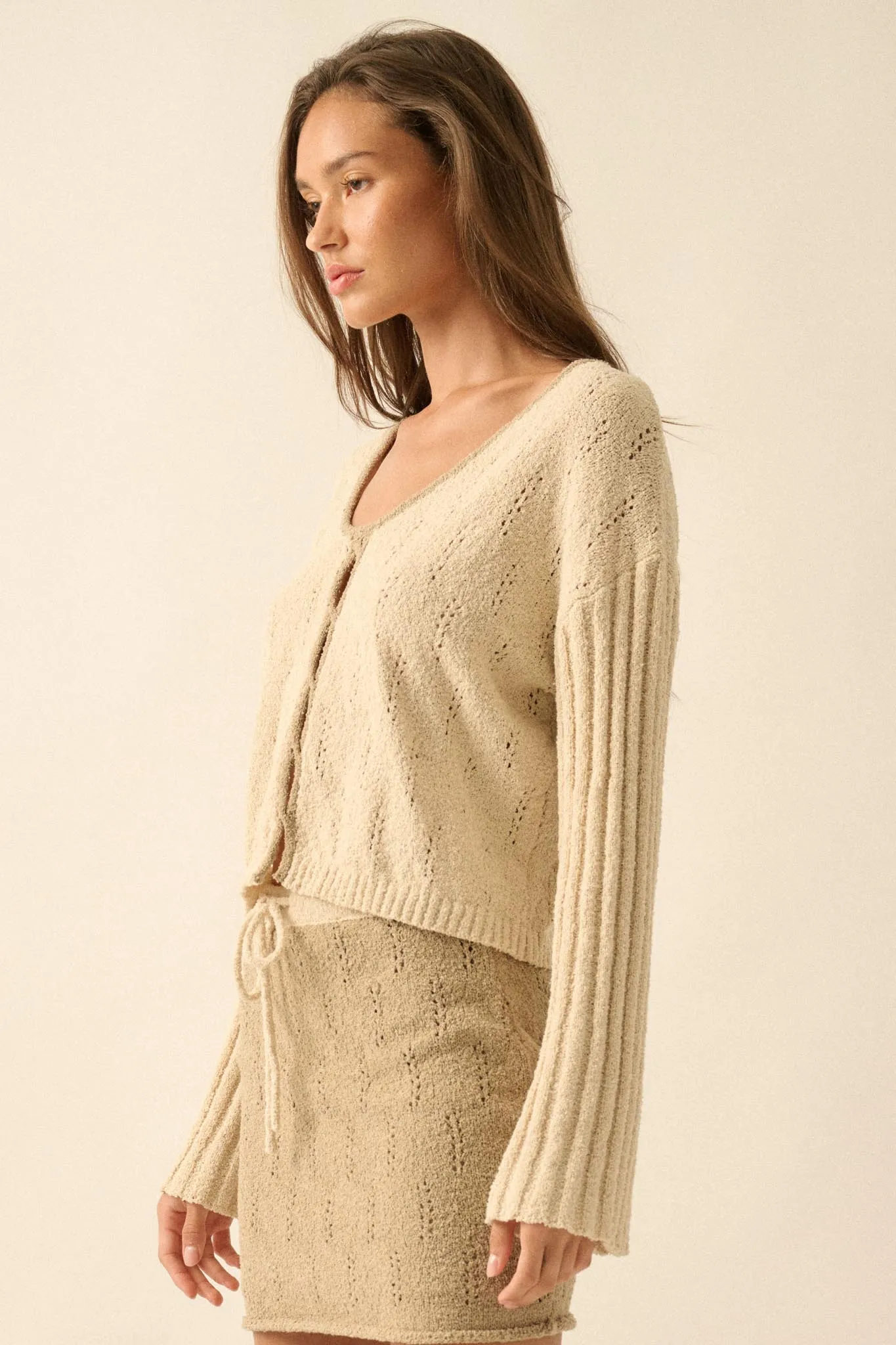 Say It Again Pointelle Contrast Keyhole Sweater sold by Promesa product image thumbnail 5