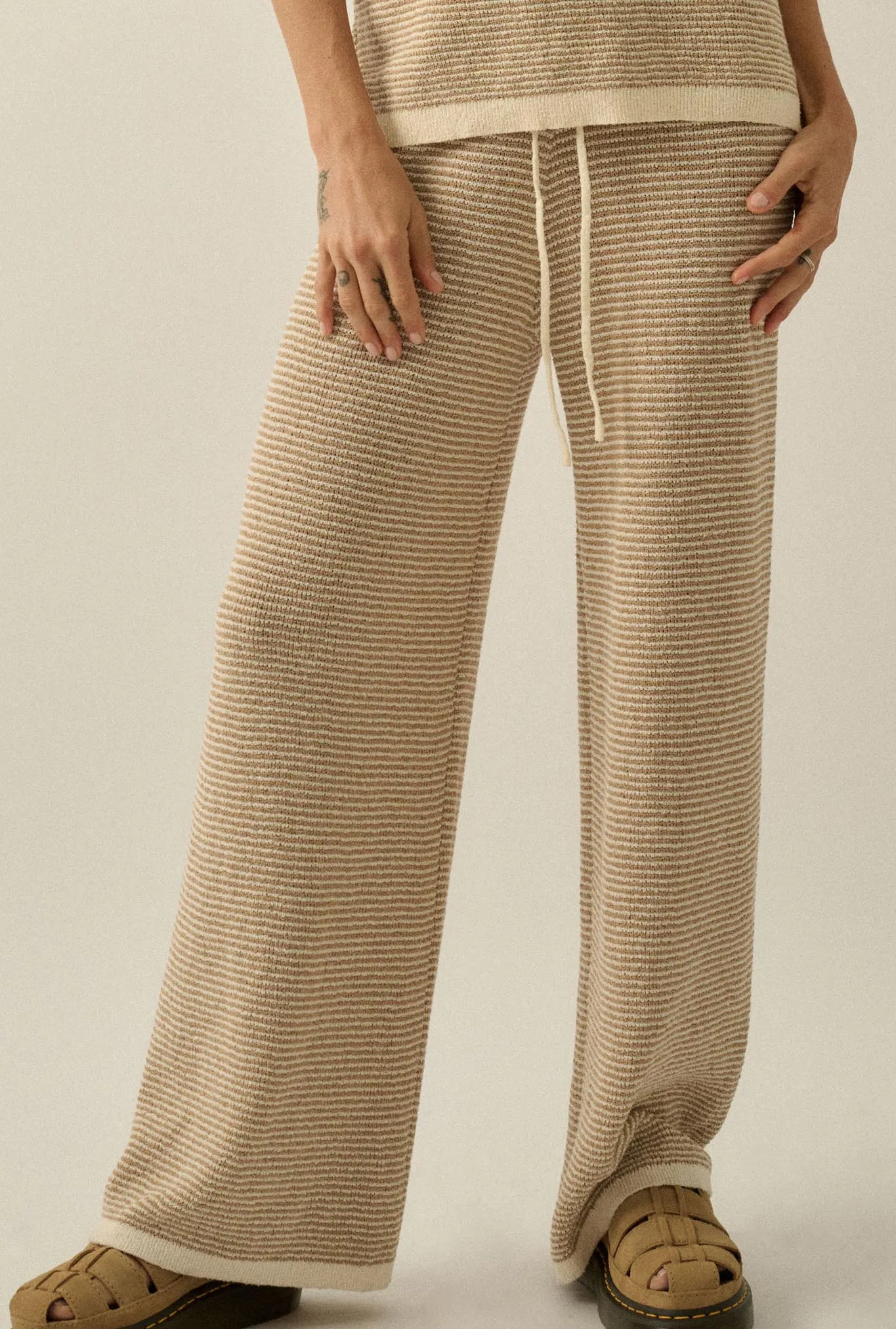 Blessed Day Striped Knit Drawstring Sweater Pants sold by Promesa product image thumbnail 3