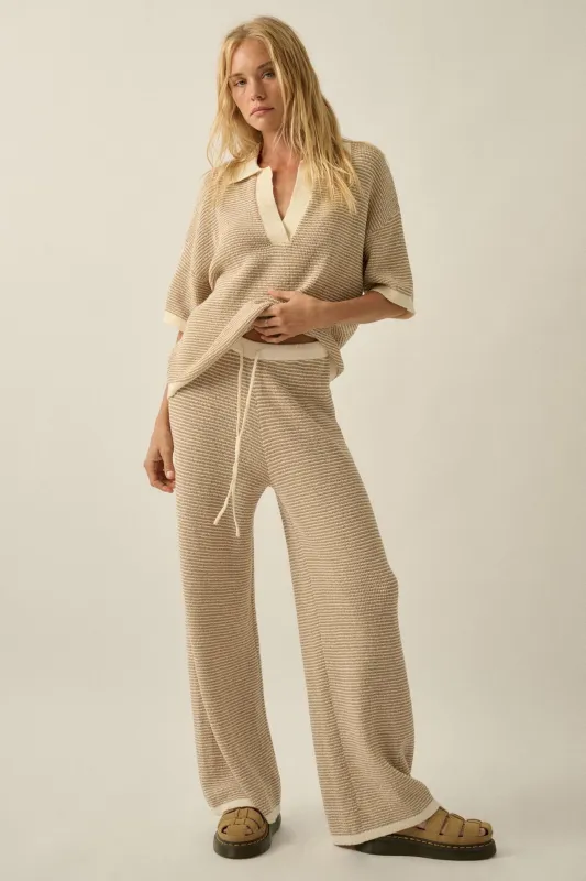 Blessed Day Striped Knit Drawstring Sweater Pants made by Promesa