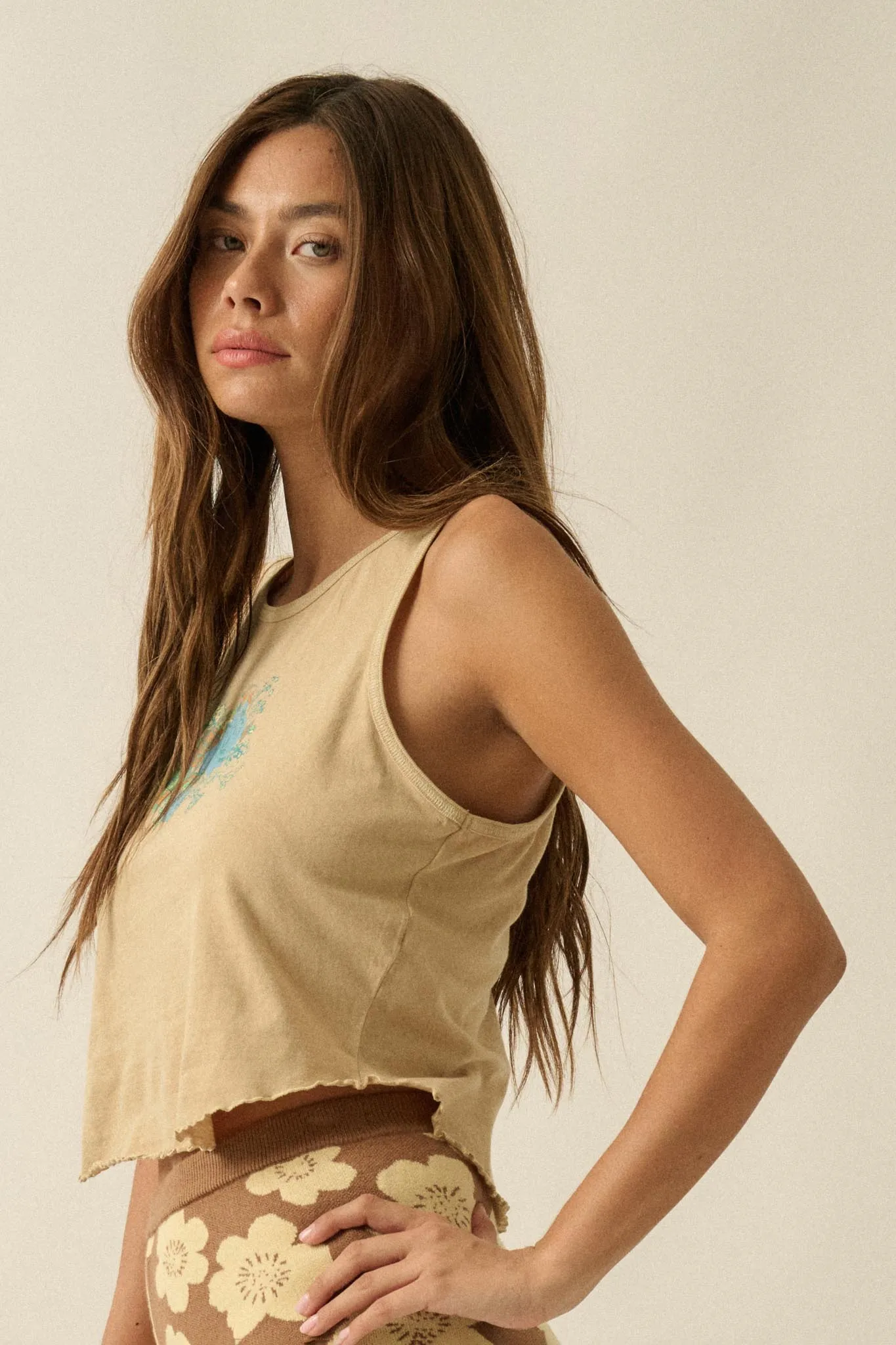 Vintage Bouquet Lettuce-Edge Graphic Tank Top sold by Promesa product image thumbnail 5