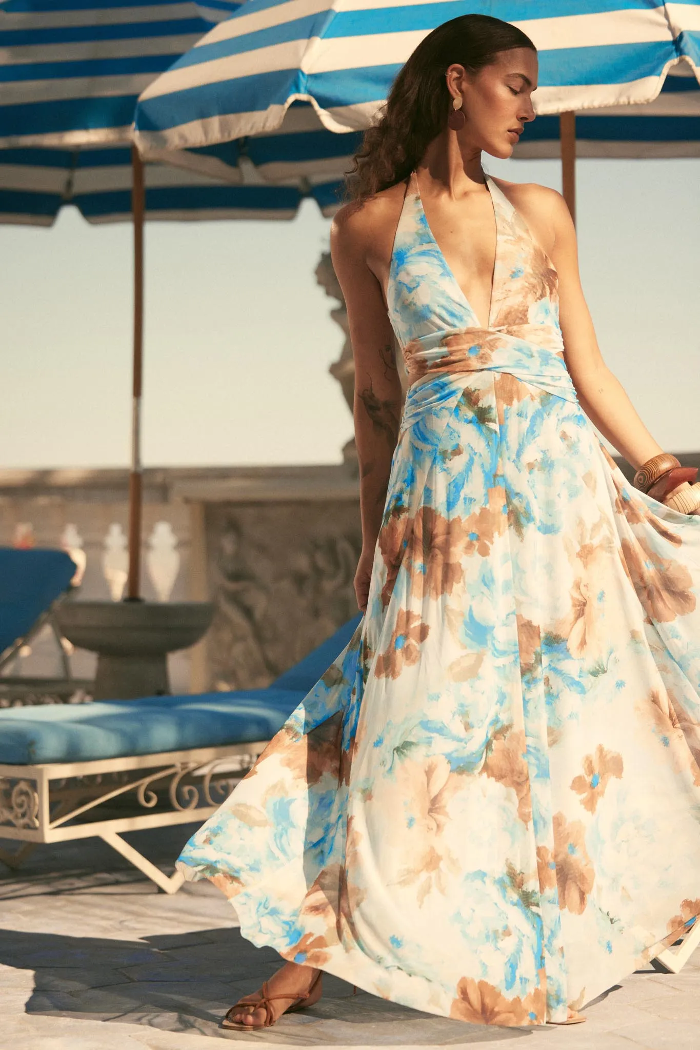 Heavenly Blossoms Floral Mesh Halter Maxi Dress sold by Promesa product image thumbnail 3