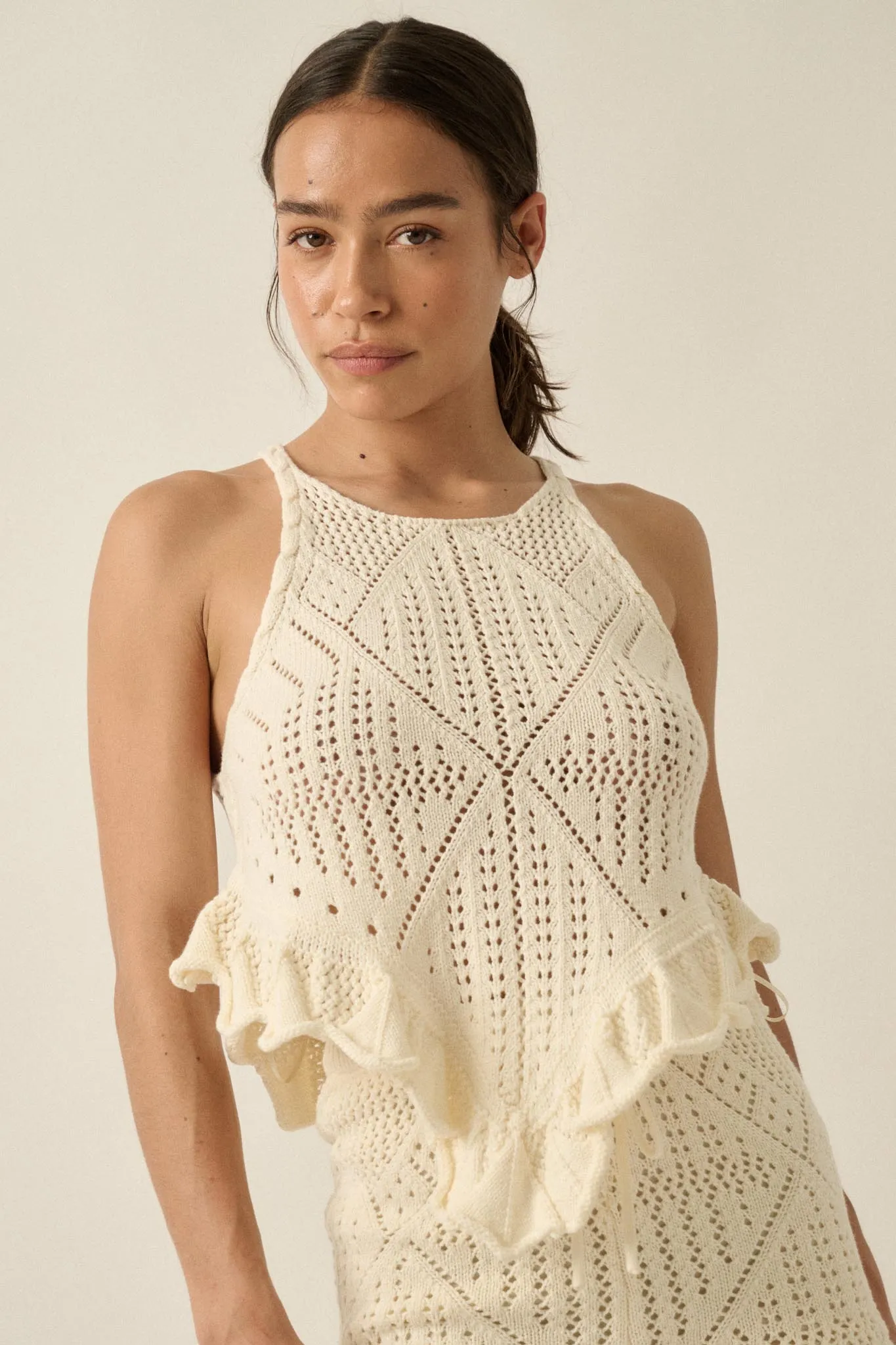 Crochet All Day Crochet-Knit Ruffle Tank Top sold by Promesa product image thumbnail 4