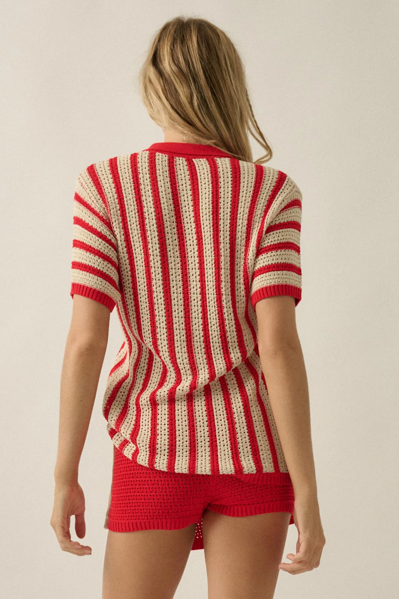 Day in the Sun Striped Crochet-Knit Camp Shirt sold by Promesa product image thumbnail 2