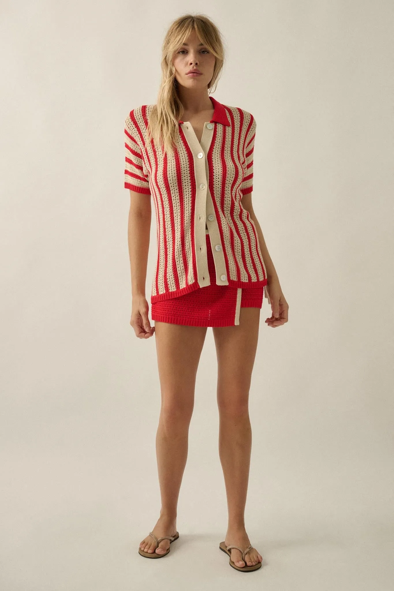 Day in the Sun Striped Crochet-Knit Camp Shirt sold by Promesa product image thumbnail 3