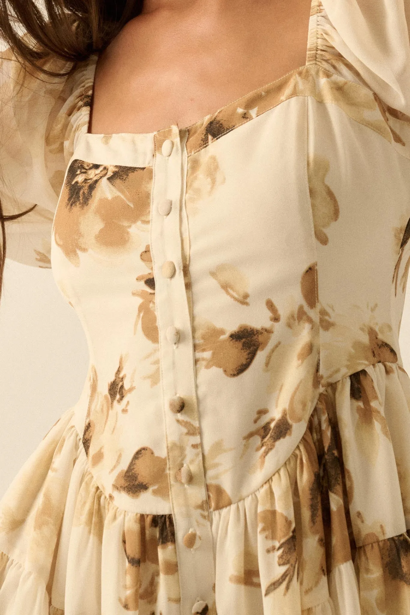 Easy Elegance Floral Chiffon Tiered Ruffle Romper sold by Promesa product image thumbnail 5