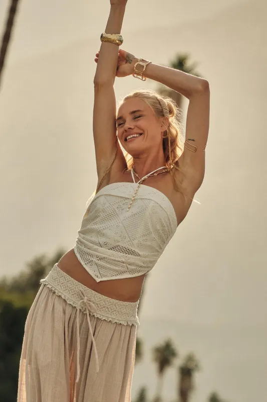 See the Light Crochet Lace Bandana Halter Top sold by Promesa