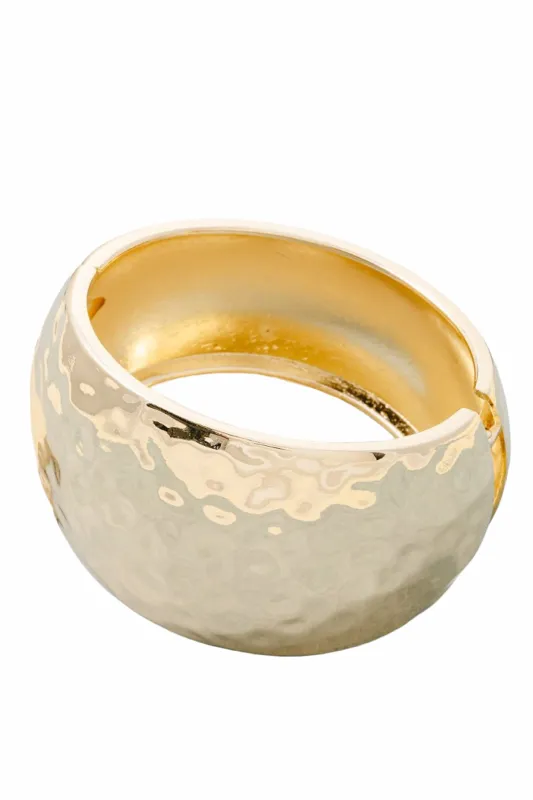Sonora Hammered Gold Hinge Bangle Bracelet made by Promesa