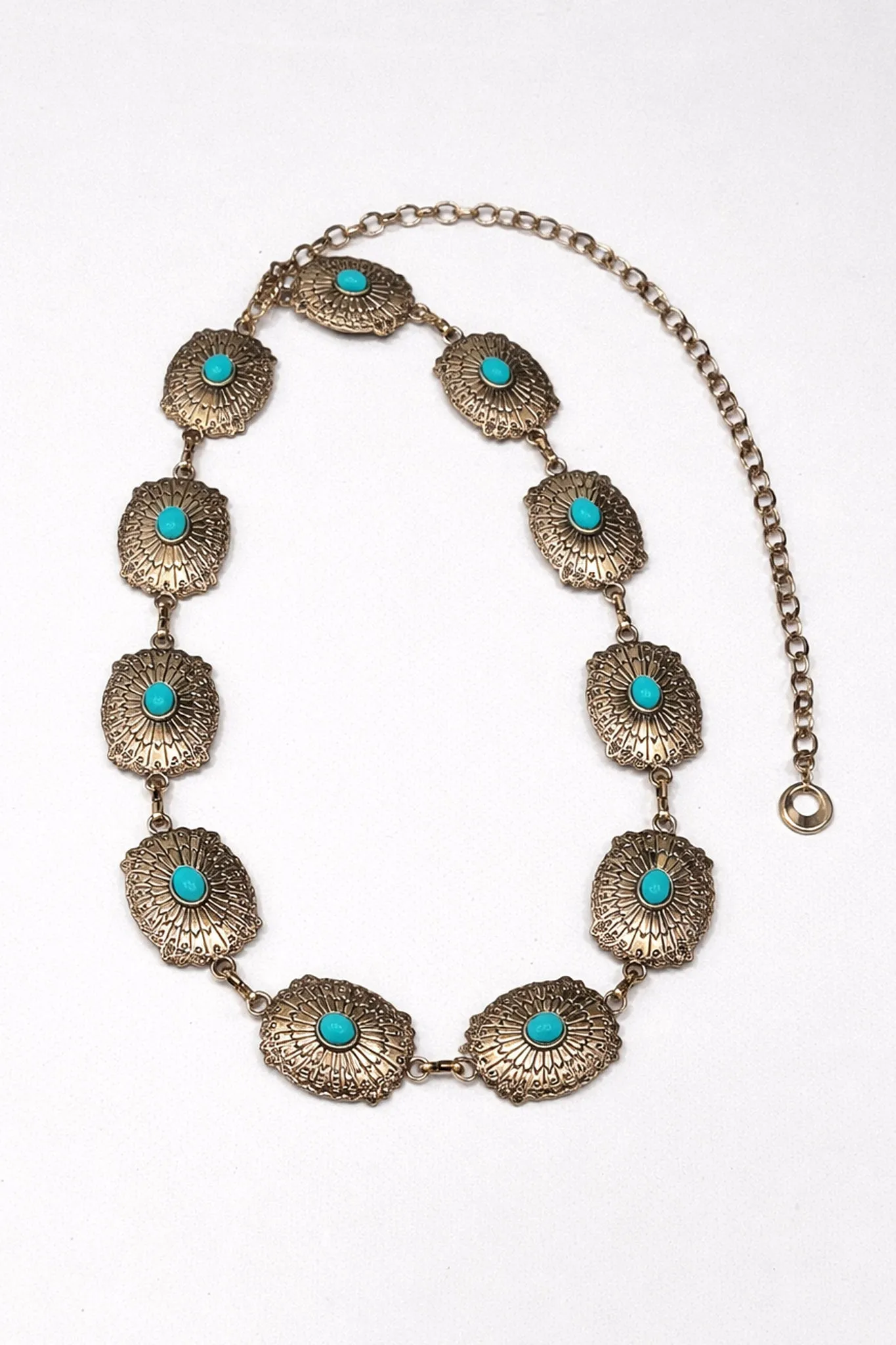 Mojave Gold Turquoise Concho Chain Belt sold by Promesa