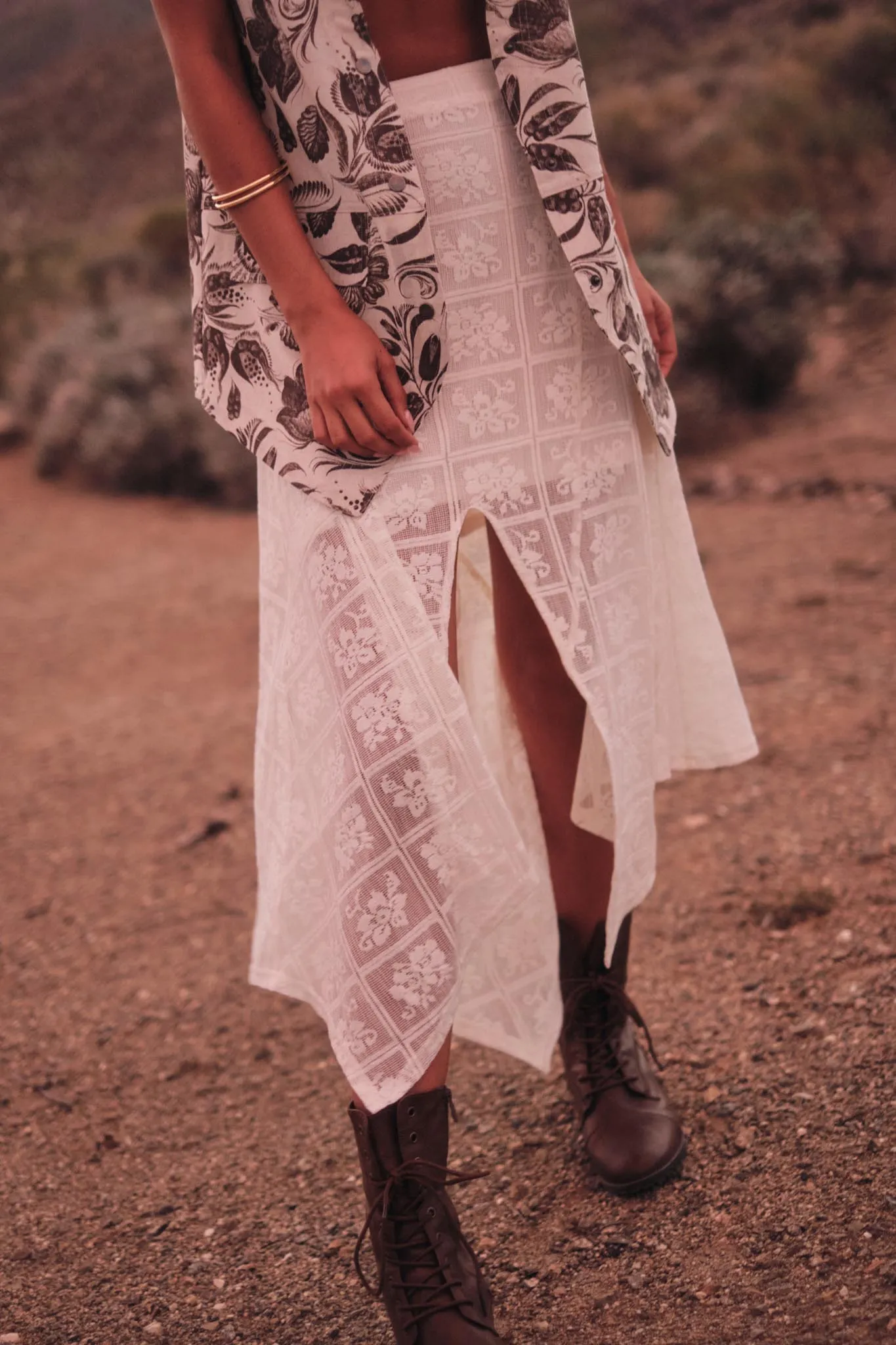 Free Your Soul Floral Lace Handkerchief Midi Skirt sold by Promesa product image thumbnail 2