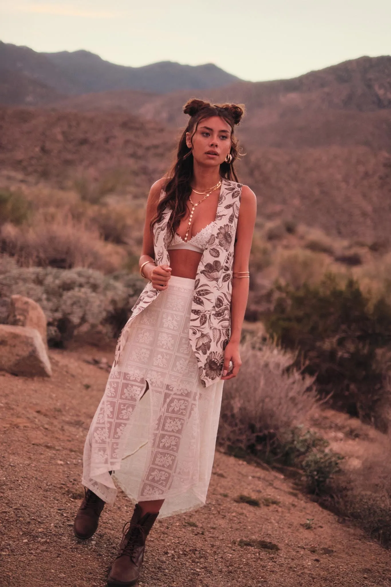 Free Your Soul Floral Lace Handkerchief Midi Skirt sold by Promesa product image thumbnail 3