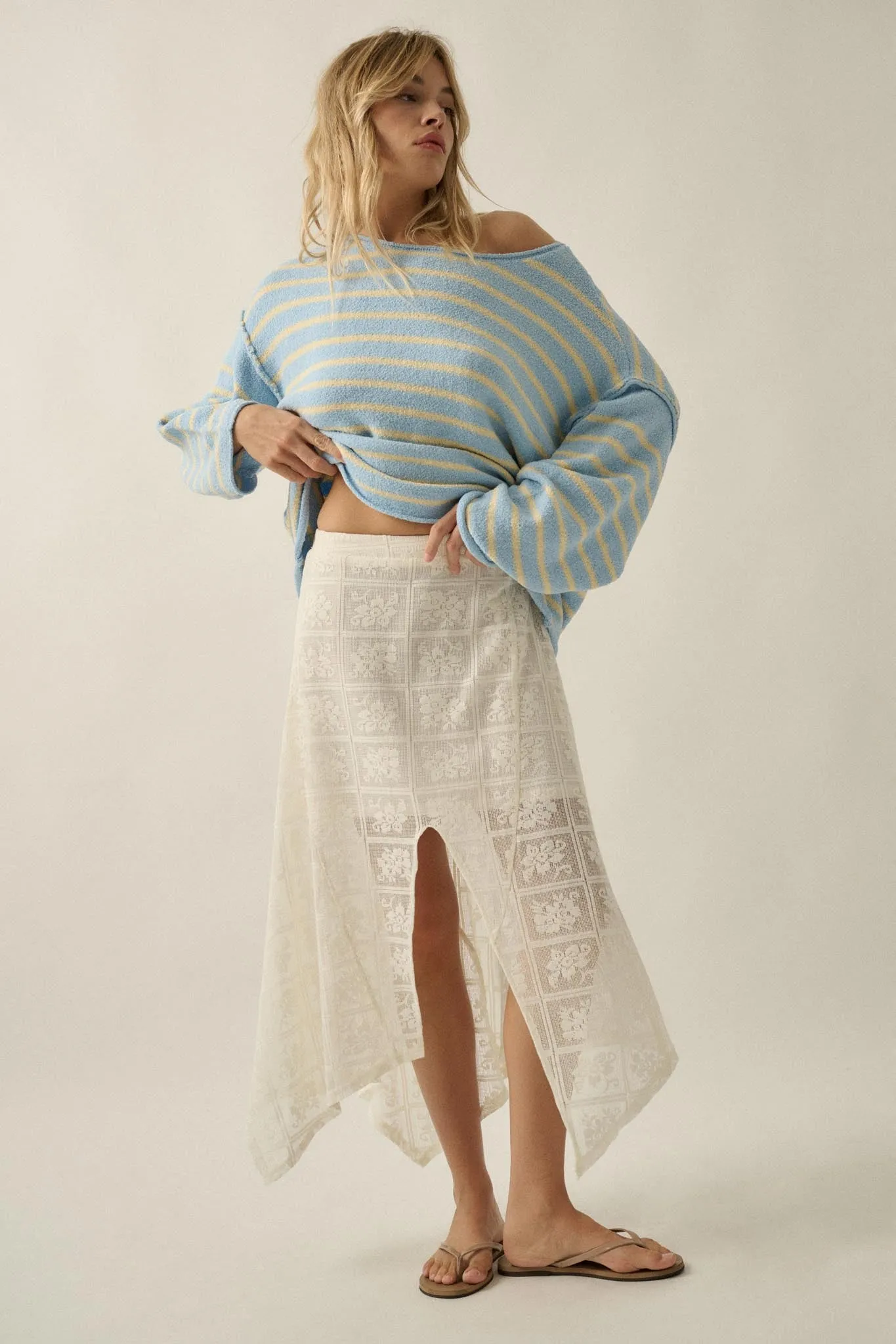 Free Your Soul Floral Lace Handkerchief Midi Skirt sold by Promesa product image thumbnail 4