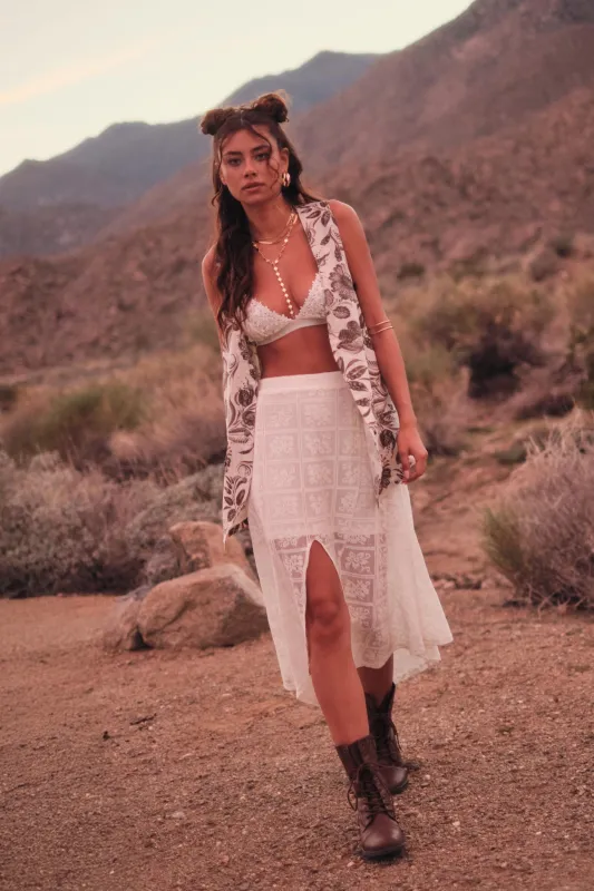 Free Your Soul Floral Lace Handkerchief Midi Skirt made by Promesa