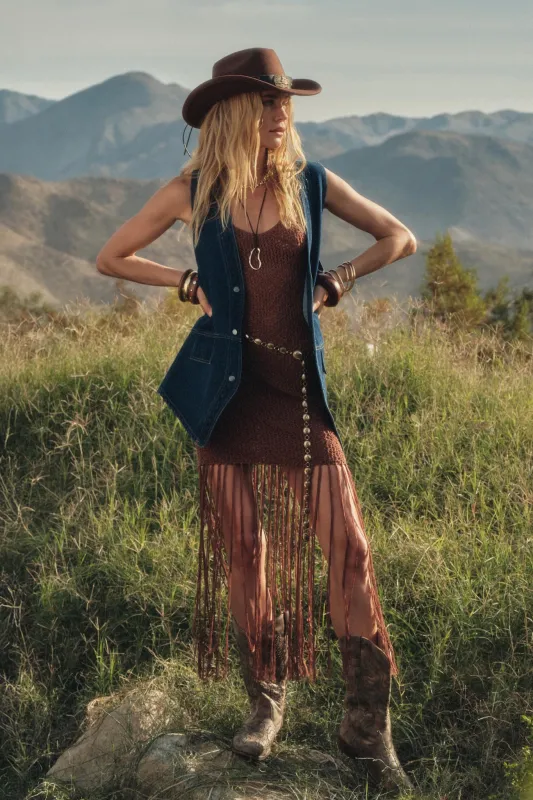 Fringe Benefits Crochet Fringed Maxi Tank Dress made by Promesa