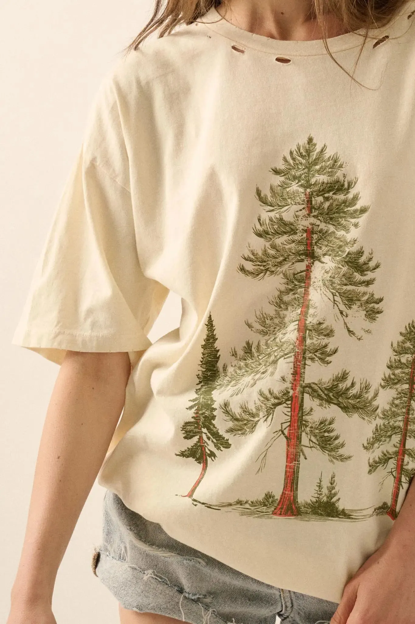 Pine Forest Distressed Oversize Graphic Tee sold by Promesa product image thumbnail 2