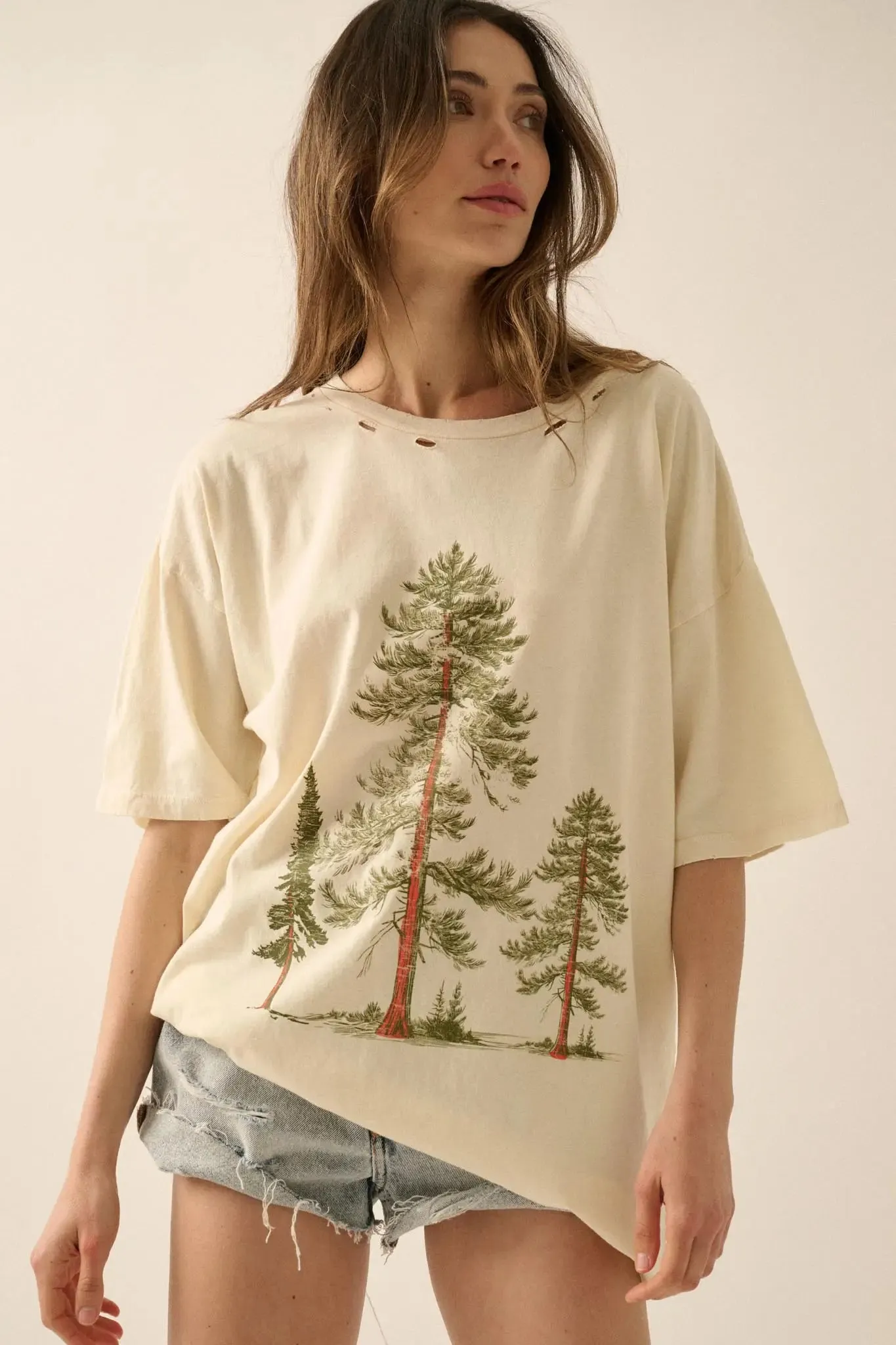 Pine Forest Distressed Oversize Graphic Tee sold by Promesa product image thumbnail 3