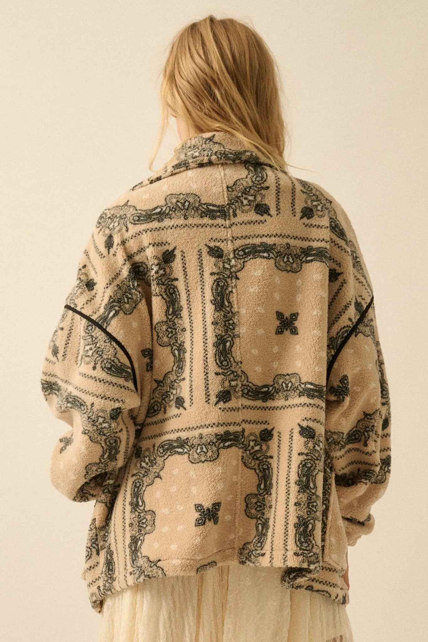 Saddle Song Bandana-Print Fleece Lapel Jacket sold by Promesa product image thumbnail 2