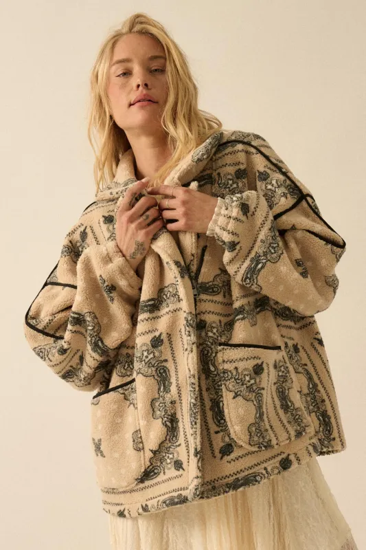 Saddle Song Bandana-Print Fleece Lapel Jacket made by Promesa