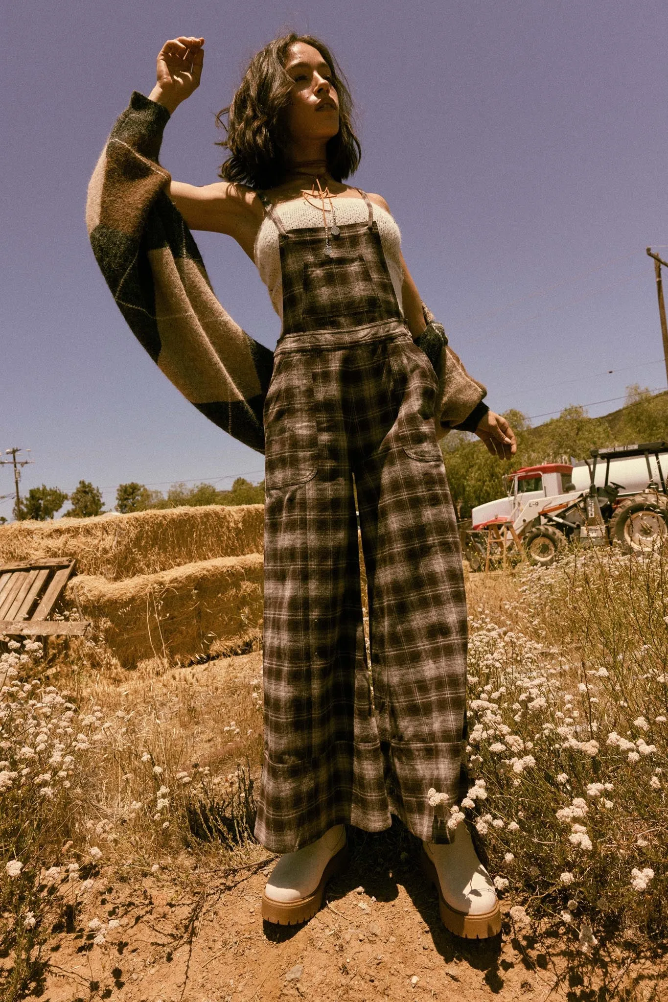 Out of the Woods Plaid Flannel Overall Jumpsuit sold by Promesa product image thumbnail 5