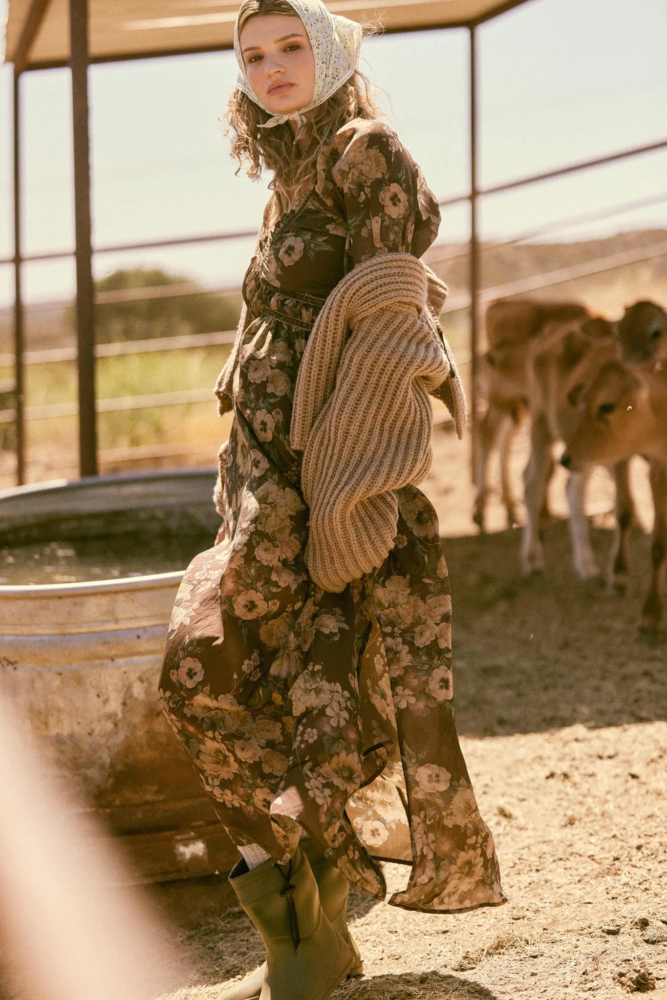 Wildflower Glen Floral Velvet-Trim Maxi Dress sold by Promesa product image thumbnail 3