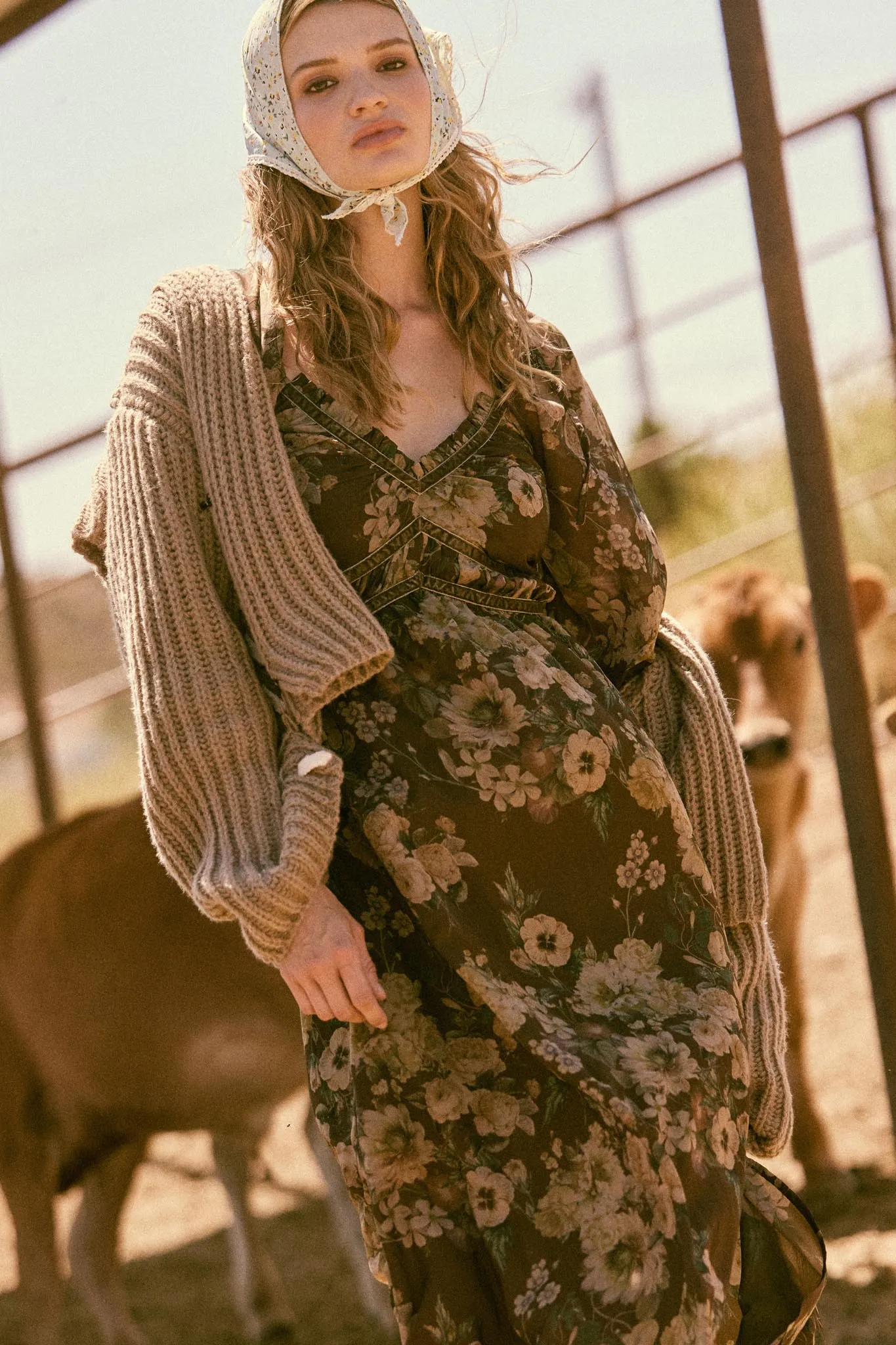 Wildflower Glen Floral Velvet-Trim Maxi Dress sold by Promesa product image thumbnail 2