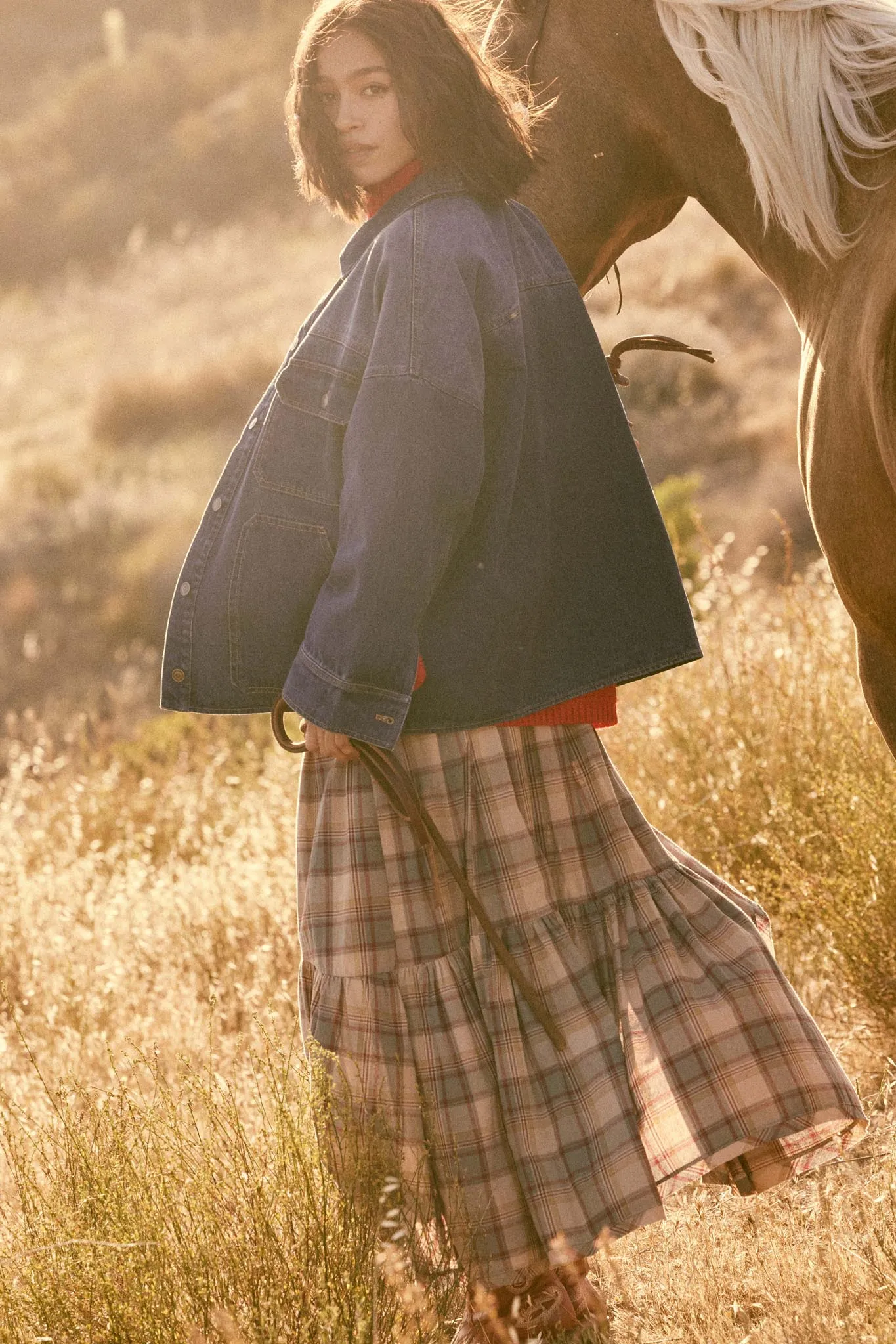 Country Mile Plaid High-Low Ruffle Maxi Skirt sold by Promesa product image thumbnail 3