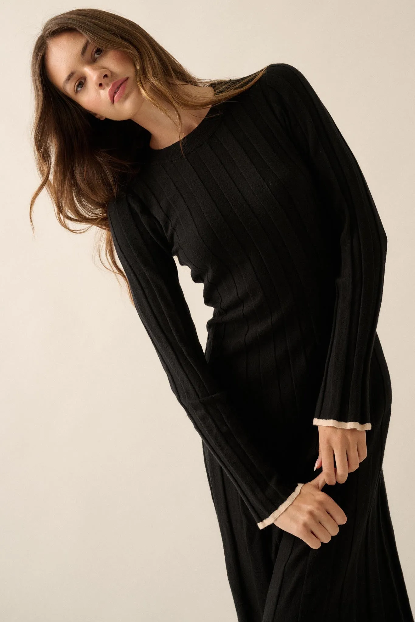Refined Style Ribbed Knit Midi Sweater Dress sold by Promesa product image thumbnail 4