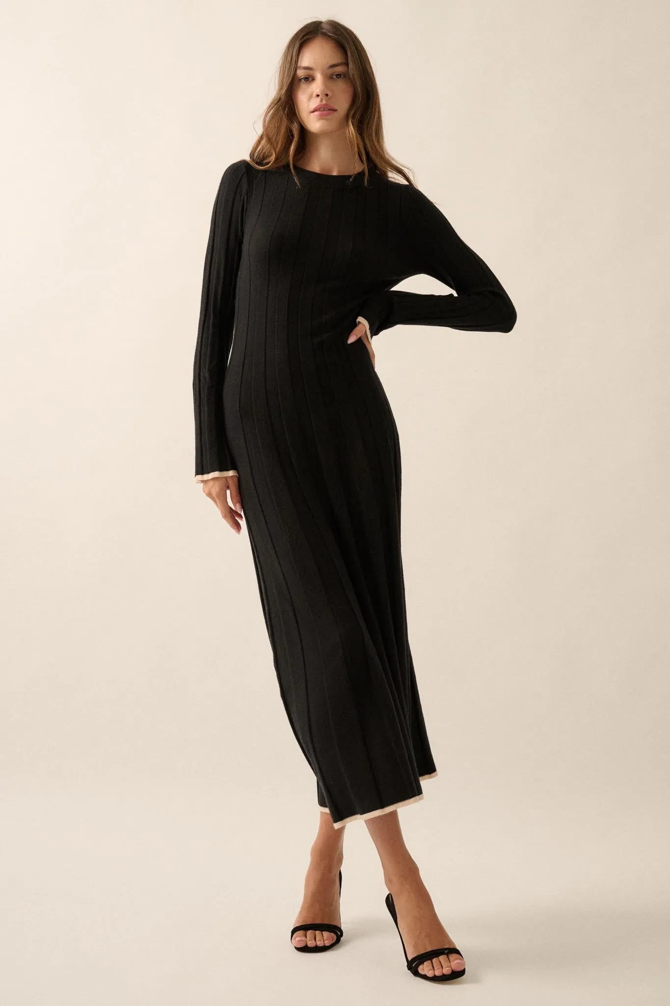 Refined Style Ribbed Knit Midi Sweater Dress sold by Promesa product image thumbnail 2