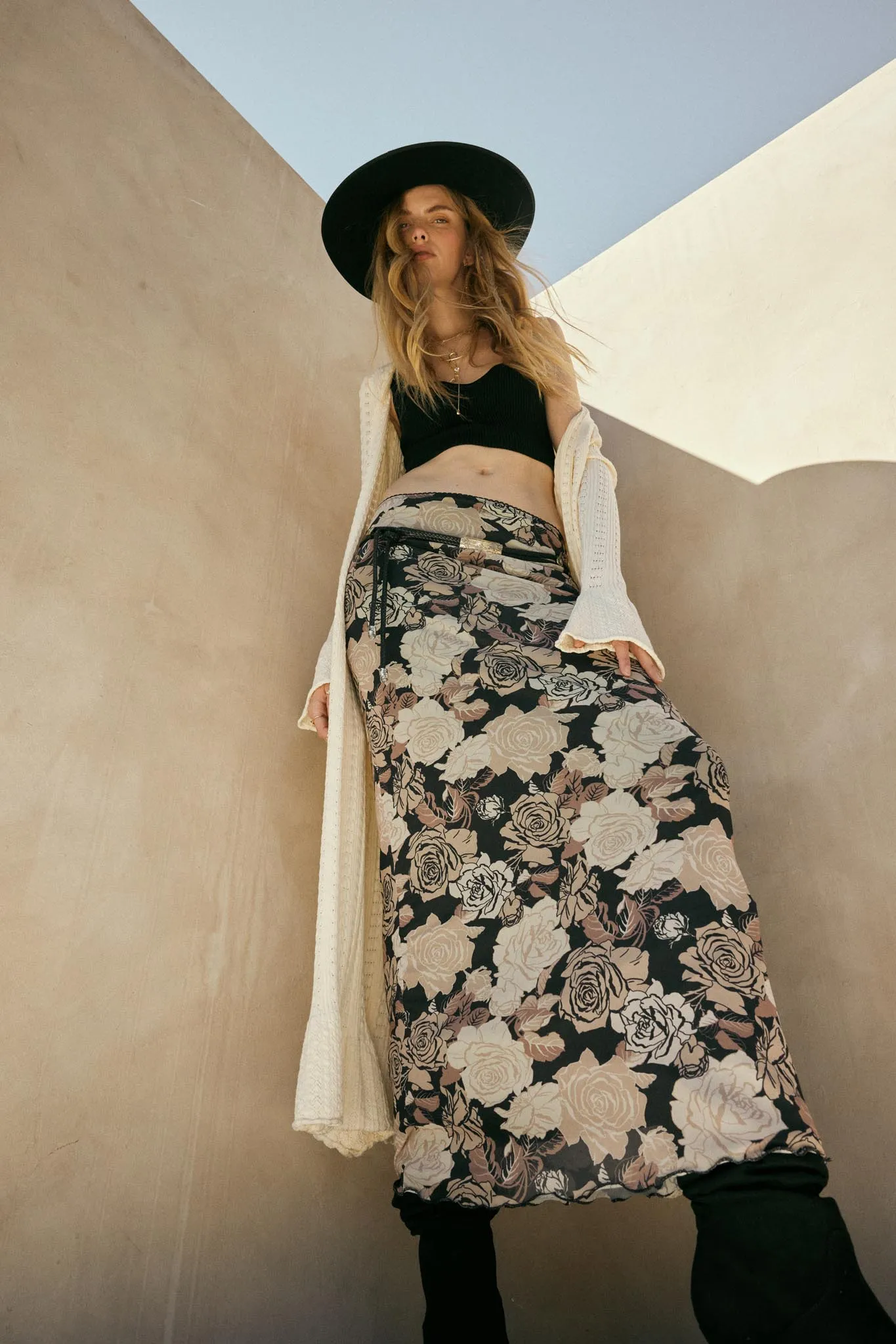 Evening Blooms Floral Mesh Maxi Skirt sold by Promesa