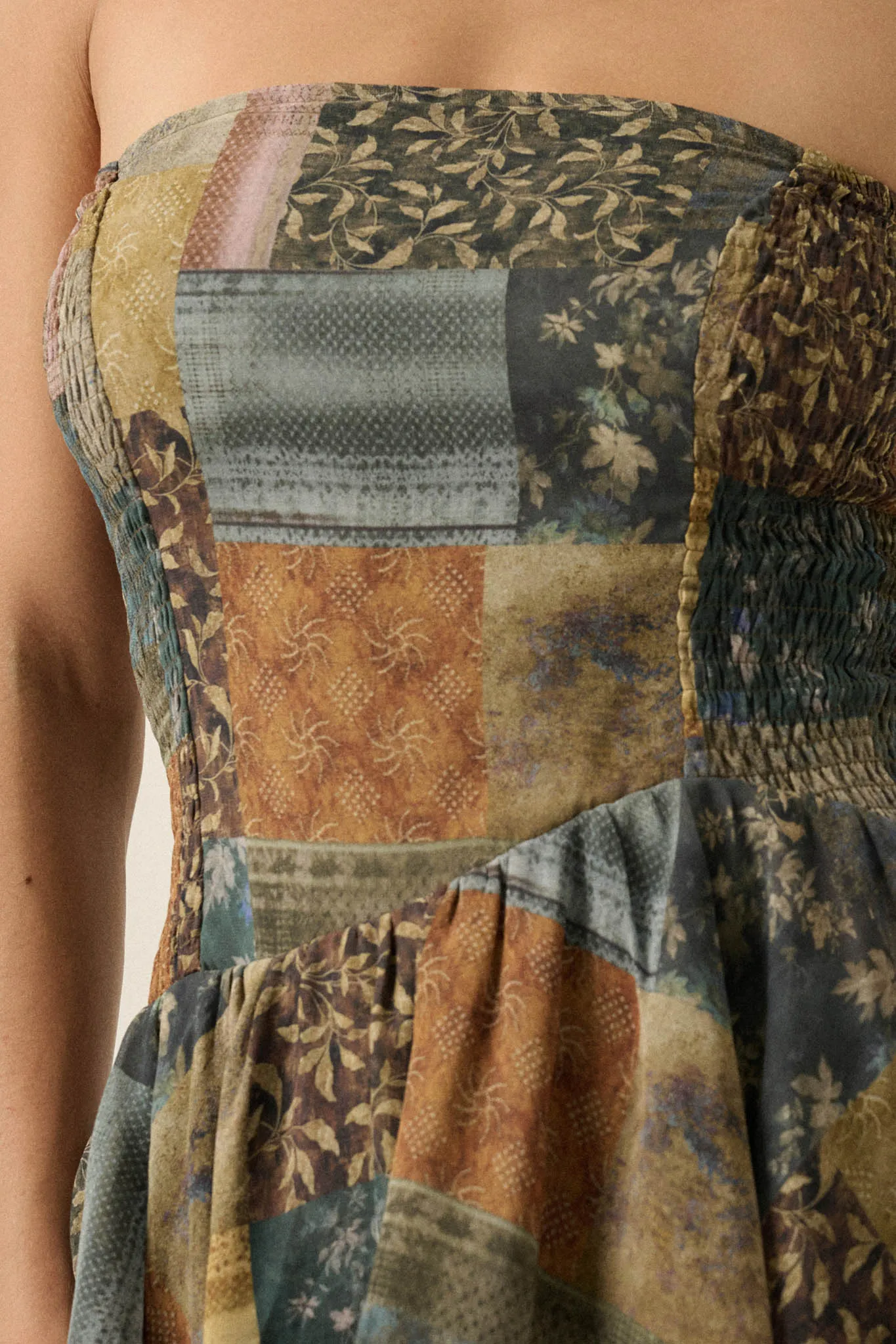 In the Mix Patchwork-Print Strapless Mini Dress sold by Promesa product image thumbnail 5