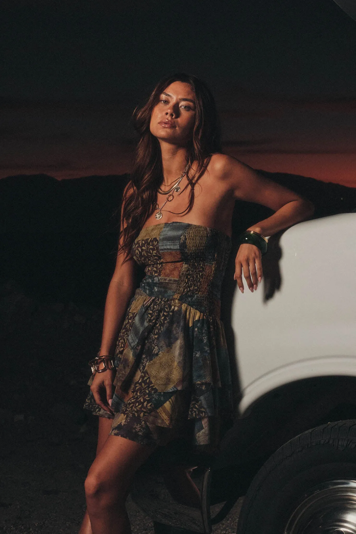 In the Mix Patchwork-Print Strapless Mini Dress sold by Promesa