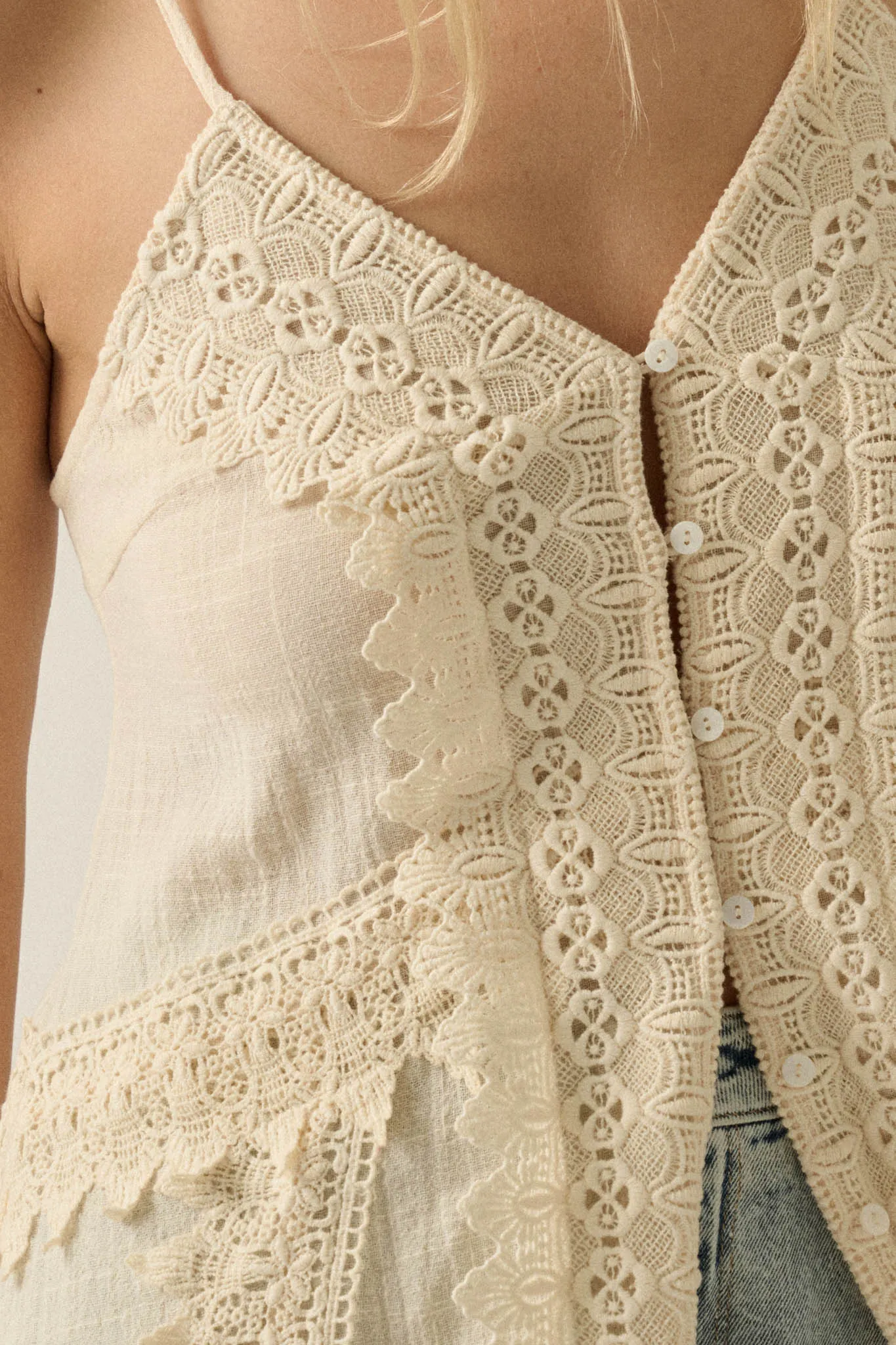 Up in the Air Cotton Gauze and Lace Maxi Top sold by Promesa product image thumbnail 5