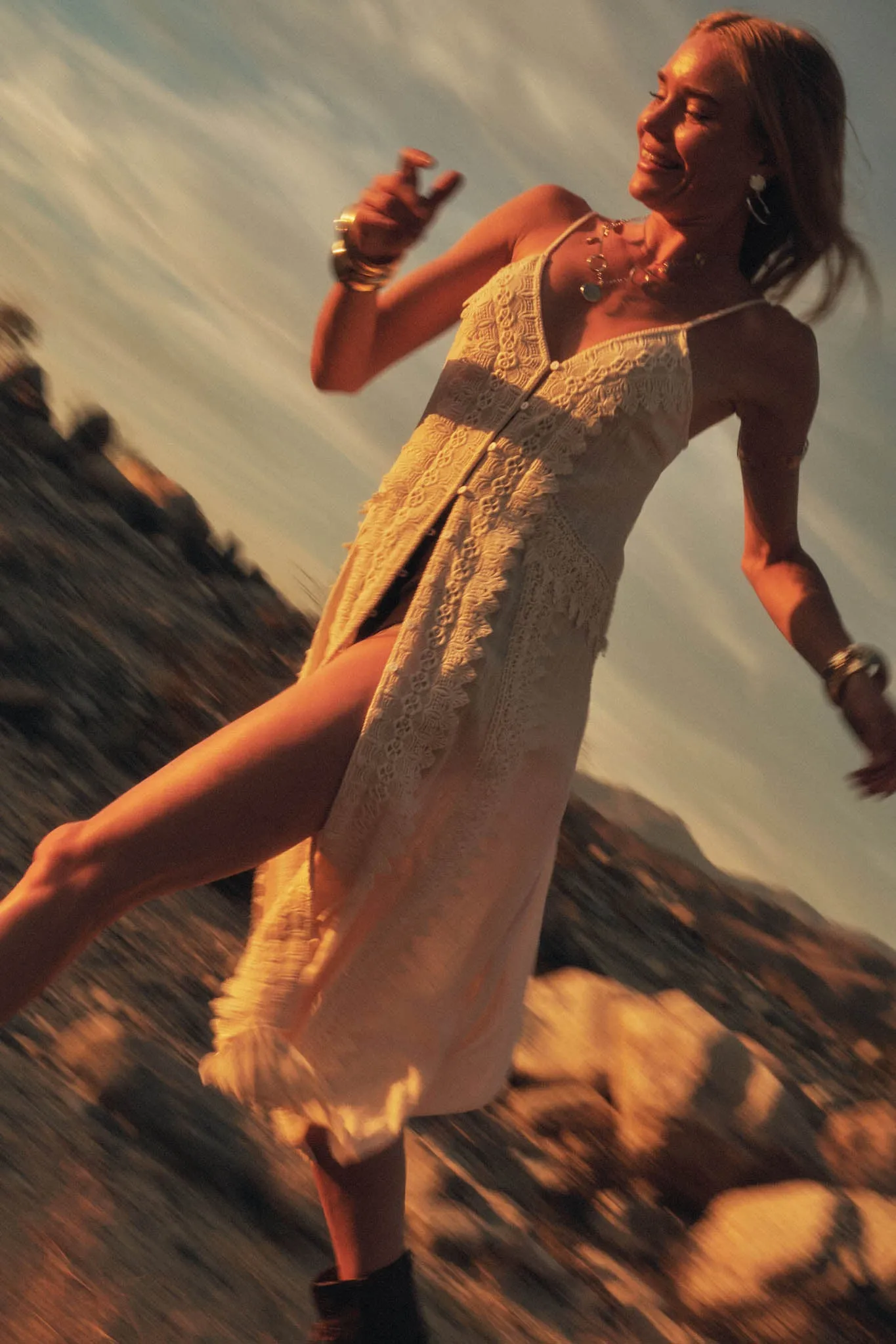 Up in the Air Cotton Gauze and Lace Maxi Top sold by Promesa